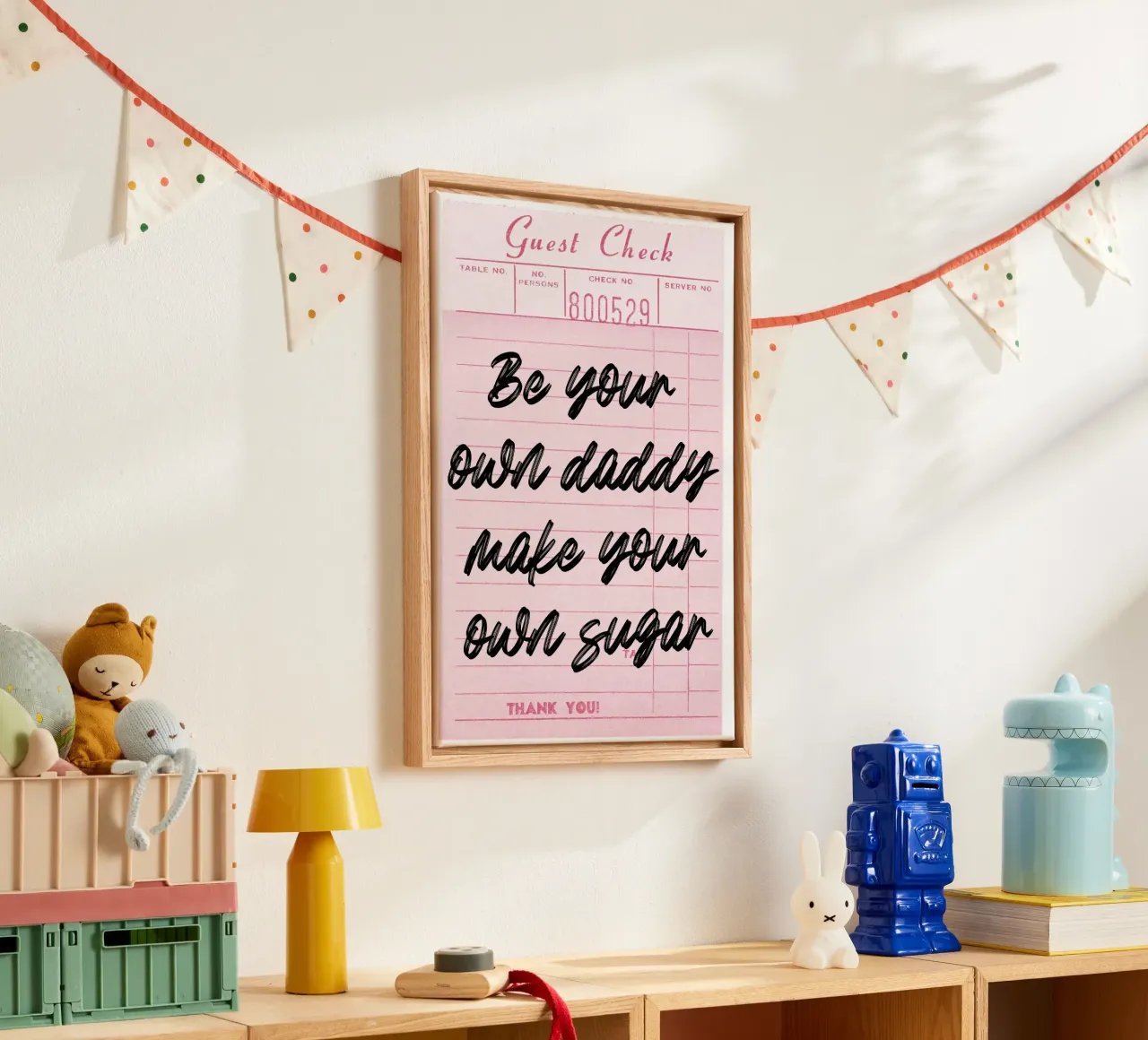 Own Your Sugar: Empoderar el arte del cheque de invitados retro lienzo con Marco flotante de homdeco