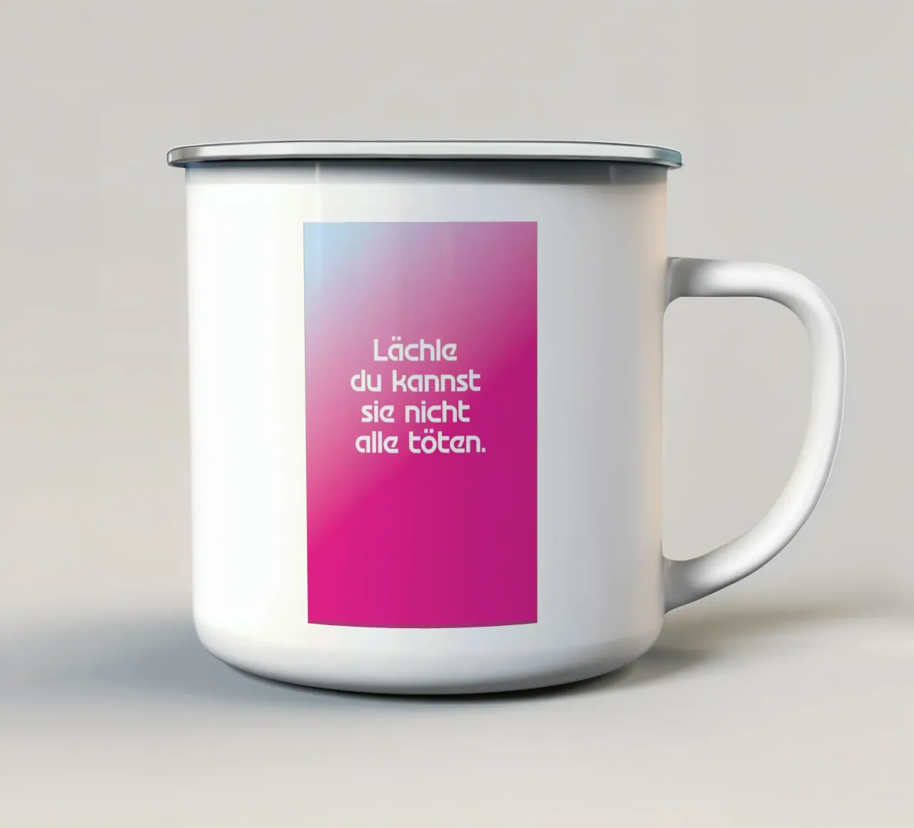 Lächle tazza in smalto da Flo Klein