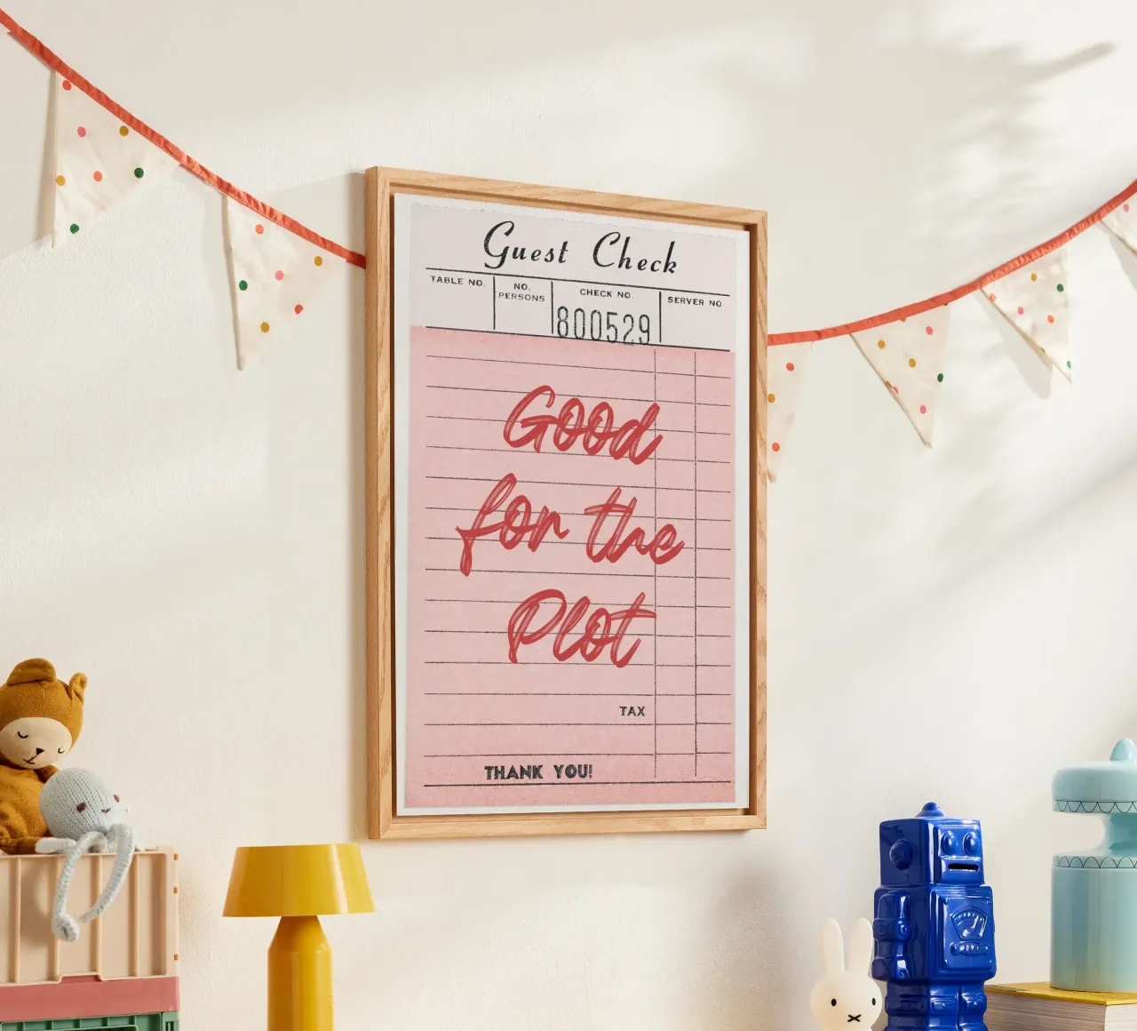 Good For The Plot: Retro Pink Guest Check Art acrylic glass by homdeco