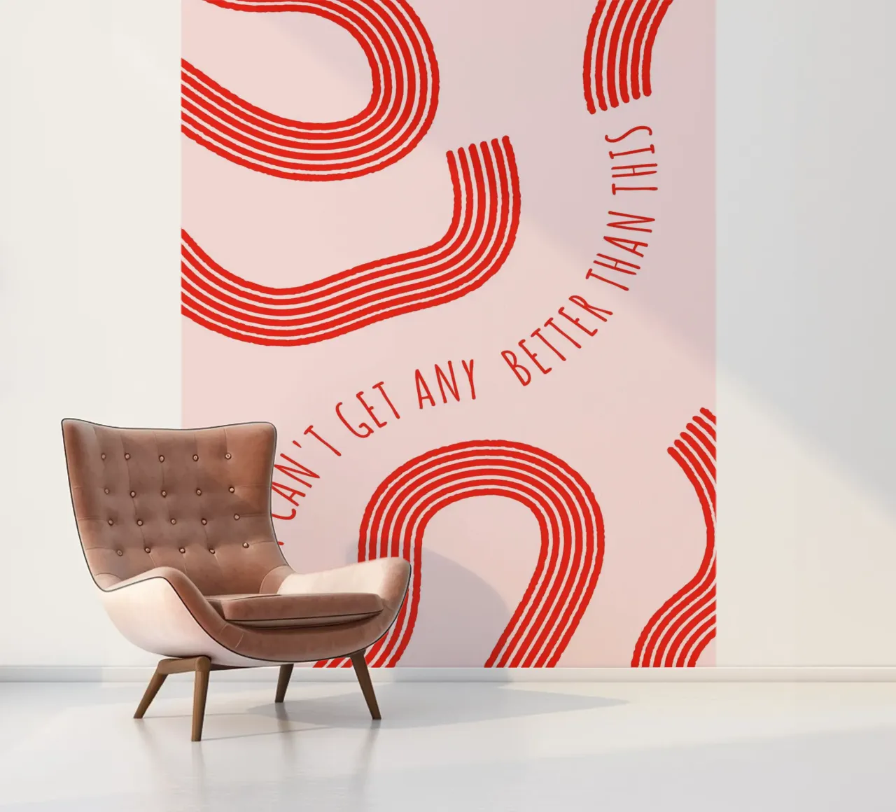 Besser als das: Abstrakter Kunstdruck in Rot und Rosa Fototapete von homdeco
