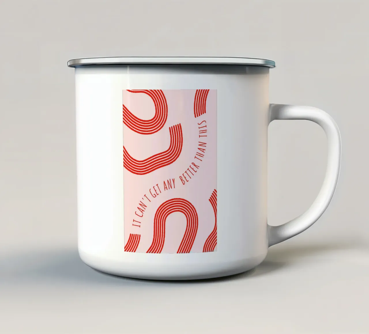 Better Than This: Abstract Red & Pink Art Print enamel mug by homdeco