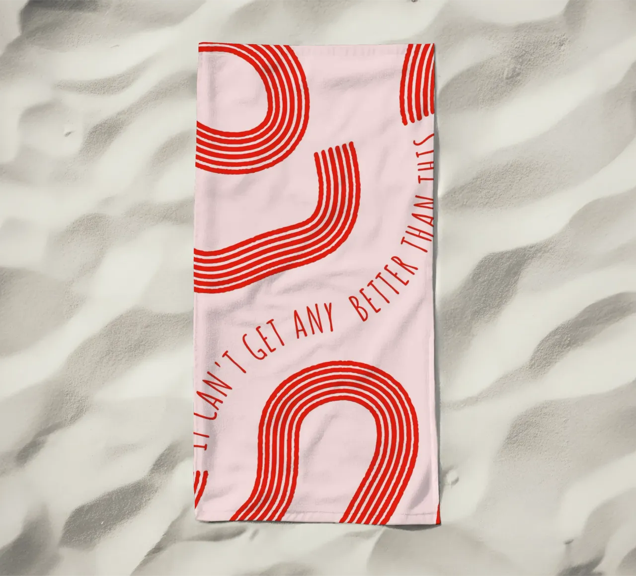 Better Than This: Abstract Red & Pink Art Print beach towel by homdeco