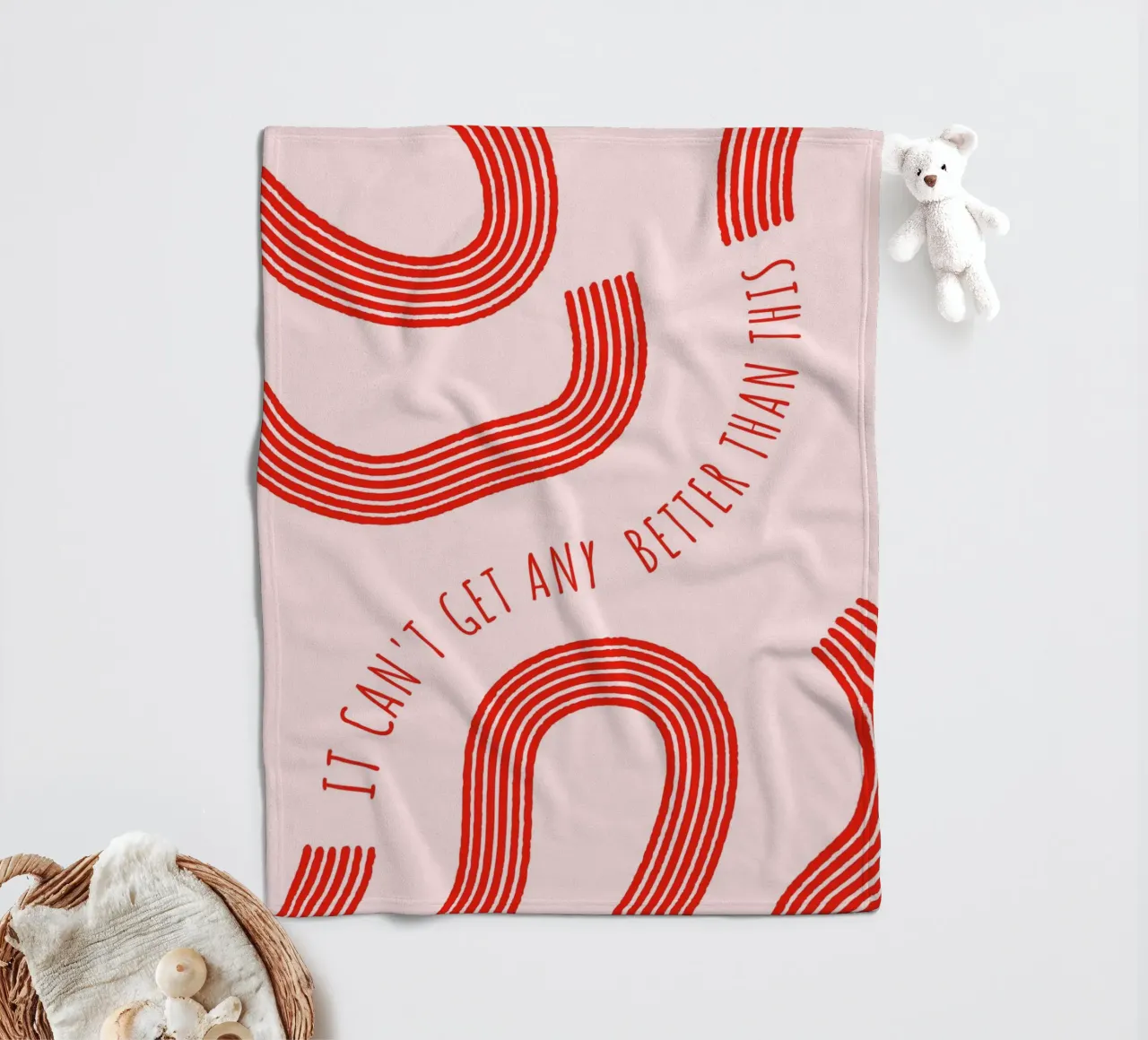 Better Than This: Abstract Red & Pink Art Print fleece blanket by homdeco