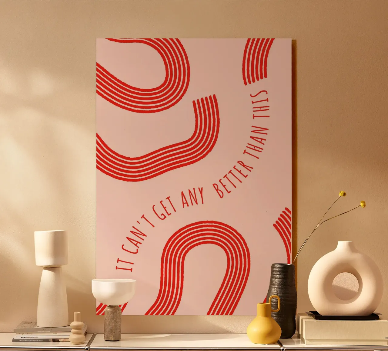 Better Than This: Abstract Red & Pink Art Print alu-dibond by homdeco