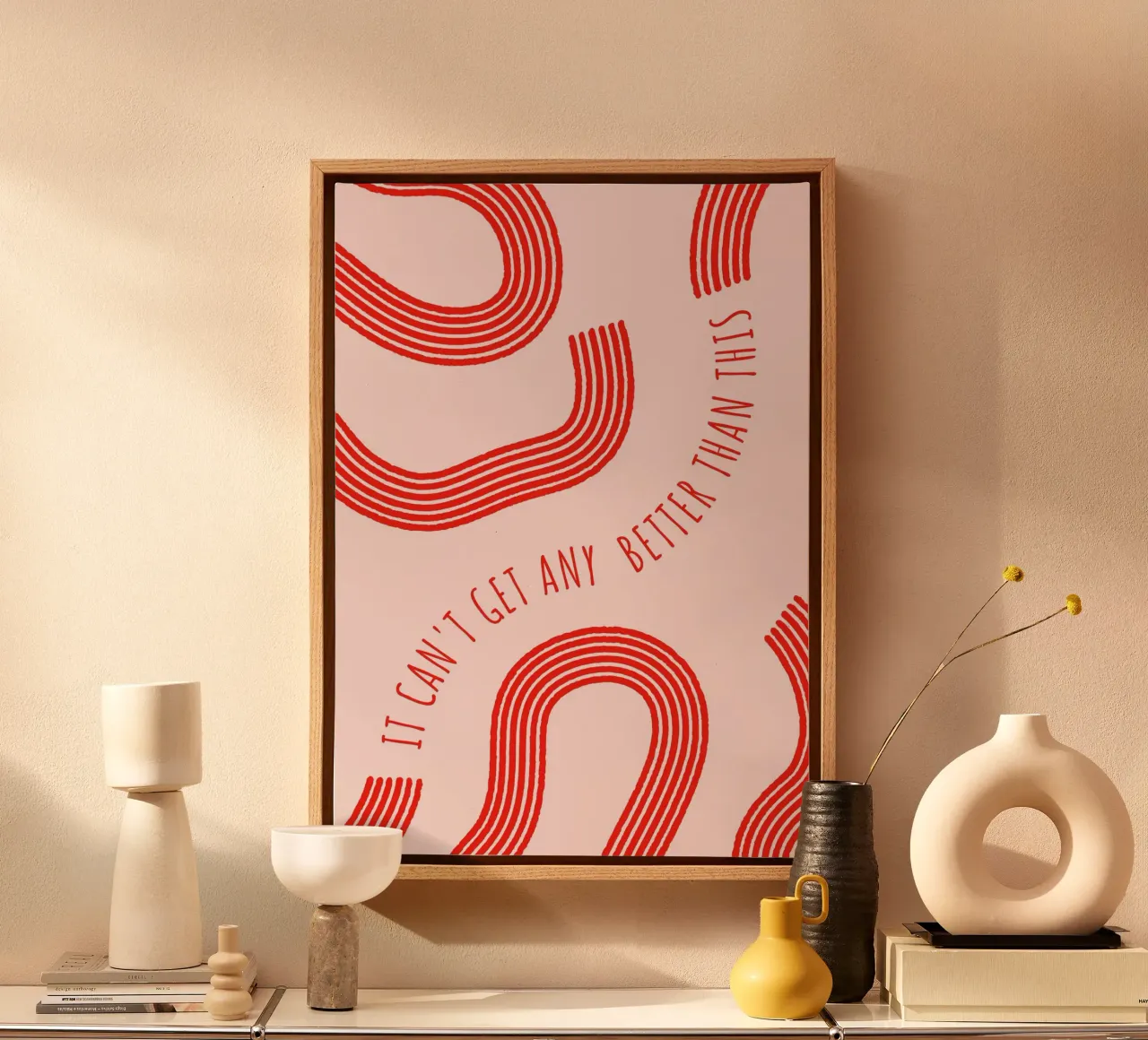 Better Than This: Abstract Red & Pink Art Print canvas by homdeco