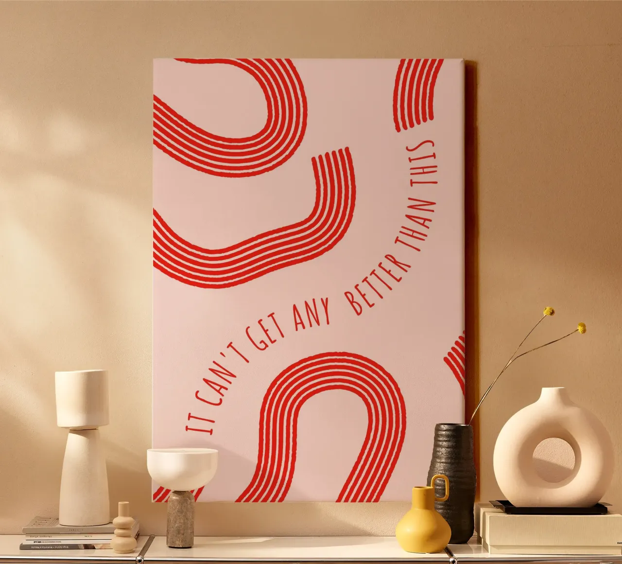 Better Than This: Abstract Red & Pink Art Print canvas by homdeco