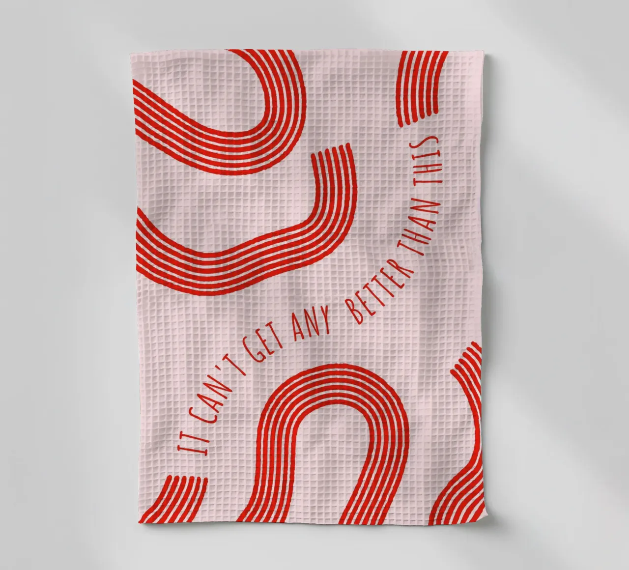 Better Than This: Abstract Red & Pink Art Print tea towel by homdeco