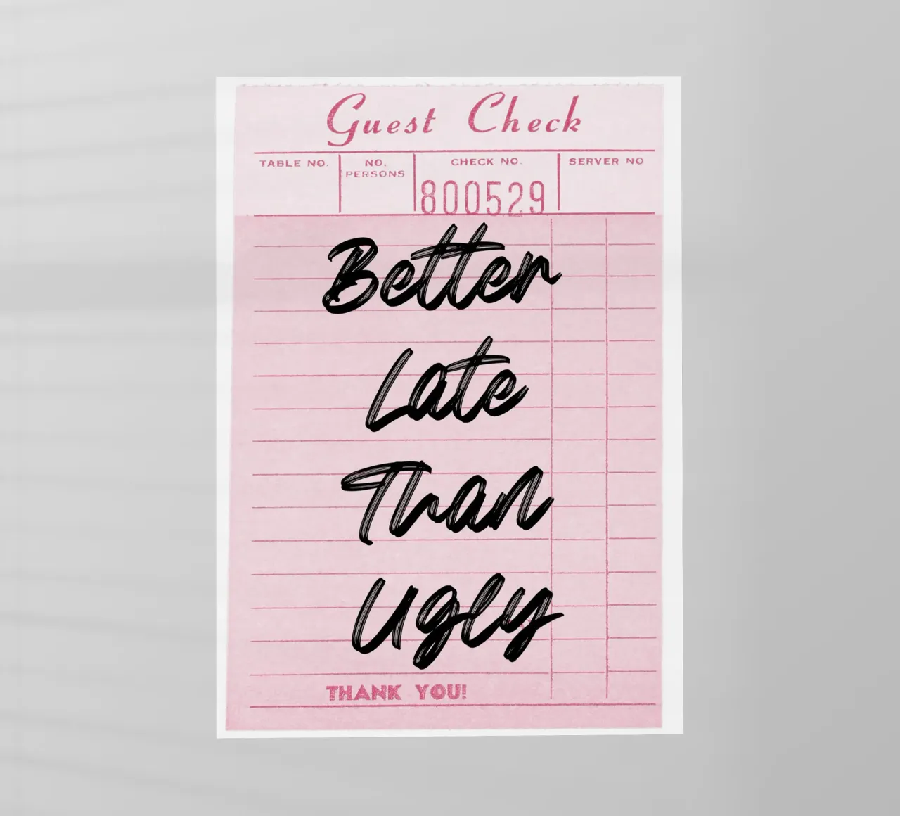 Better Late Than Ugly: Retro Pink Guest Check Art backlit film by homdeco