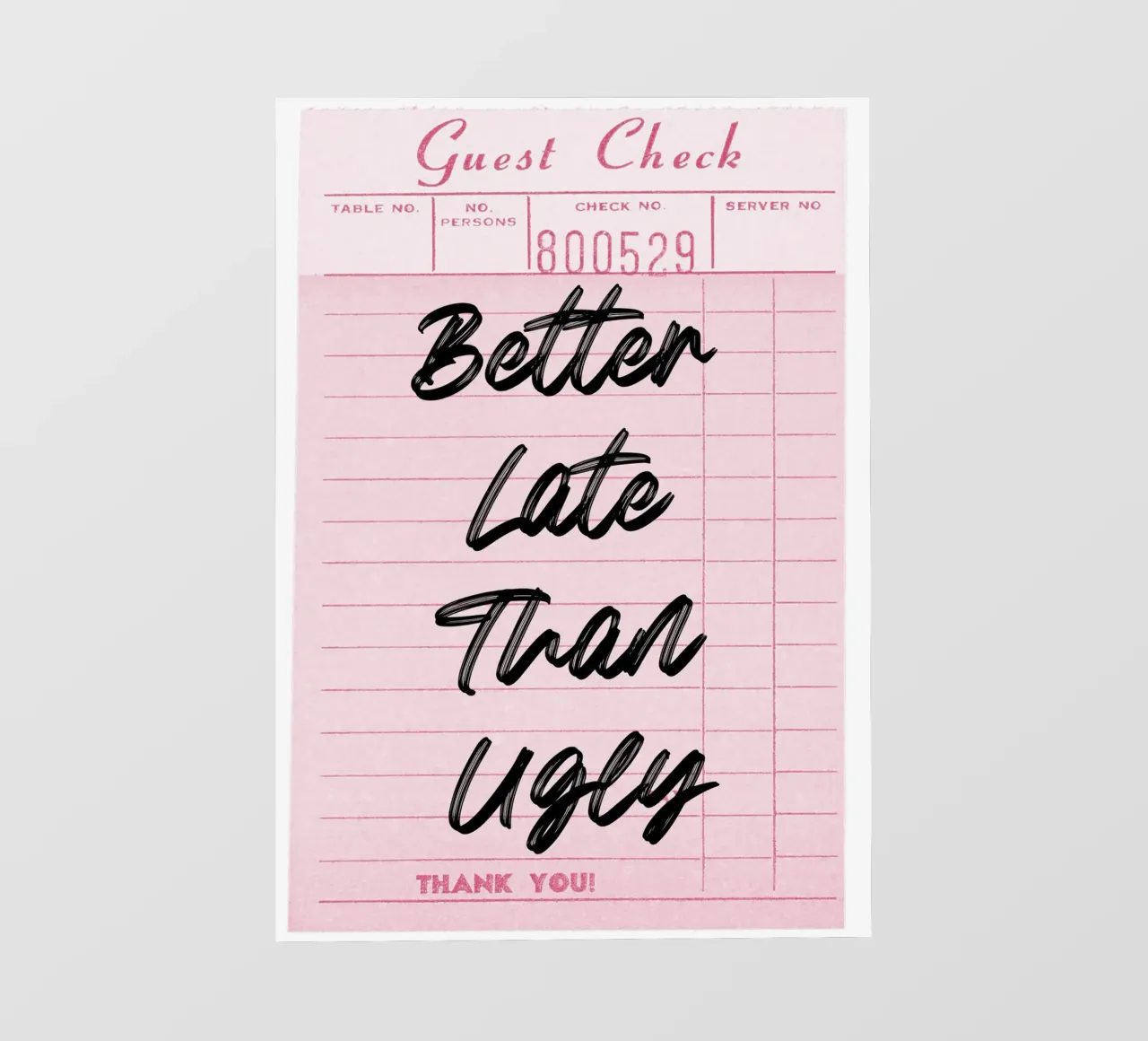 Better Late Than Ugly: Retro Pink Guest Check Art backlit film by homdeco