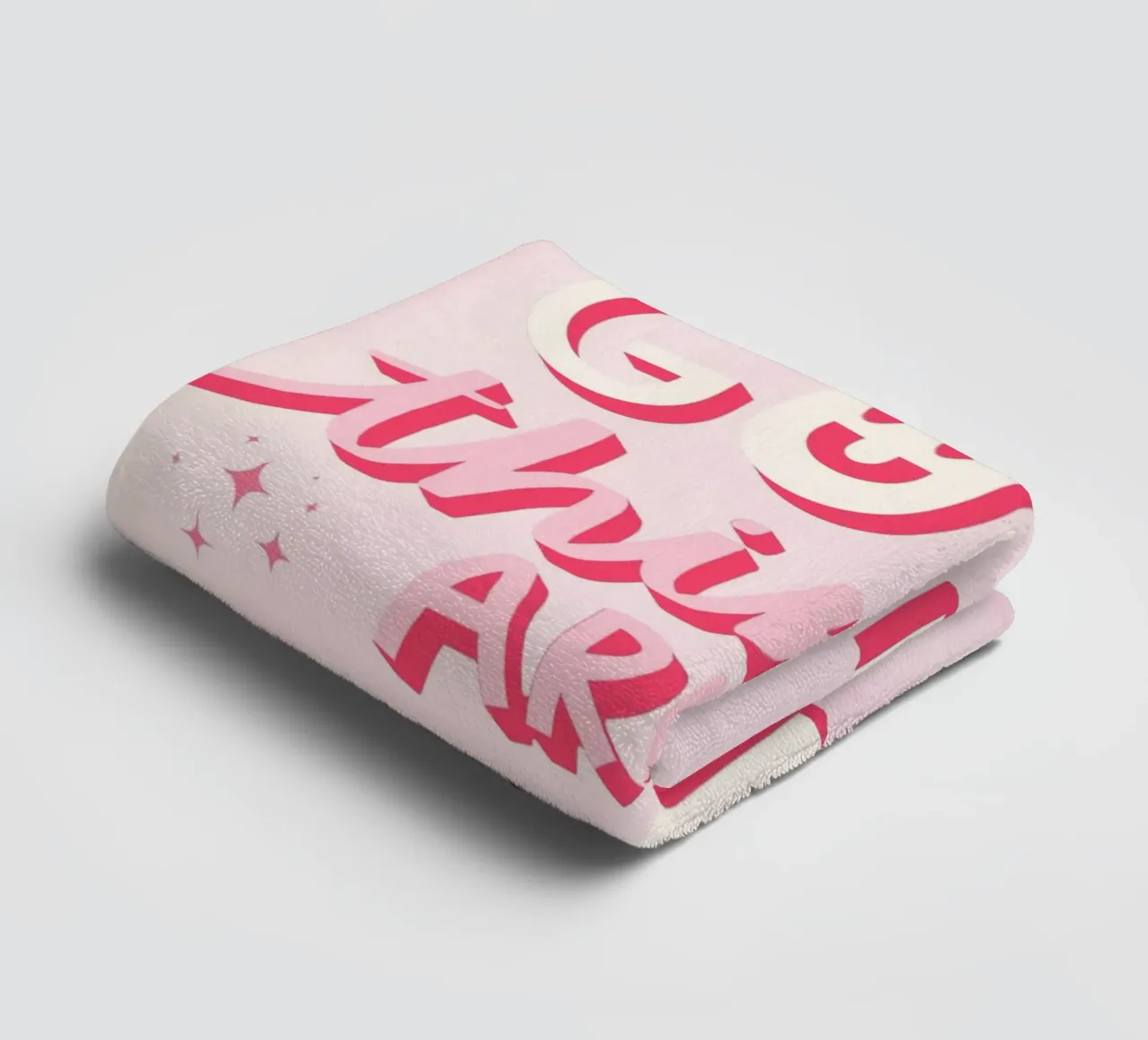 Gute Dinge kommen: Rosa Smiley-Gesicht Kunstdruck Handtuch von homdeco