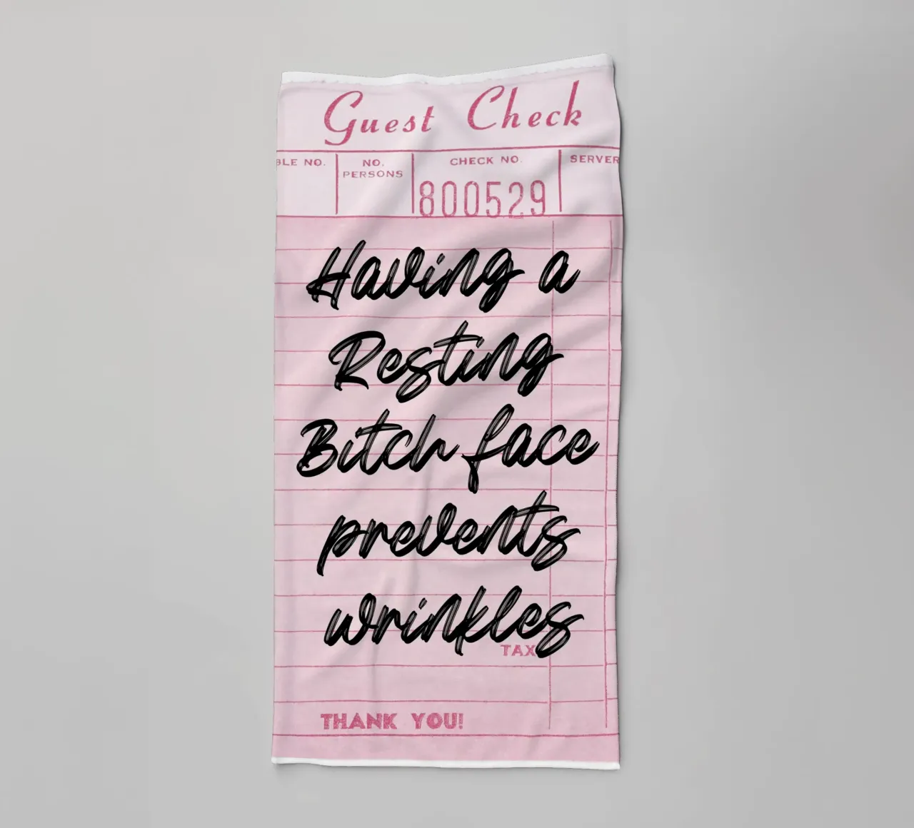 RBF Wrinkle Cure: Humorous Retro Pink Art Print towel by homdeco