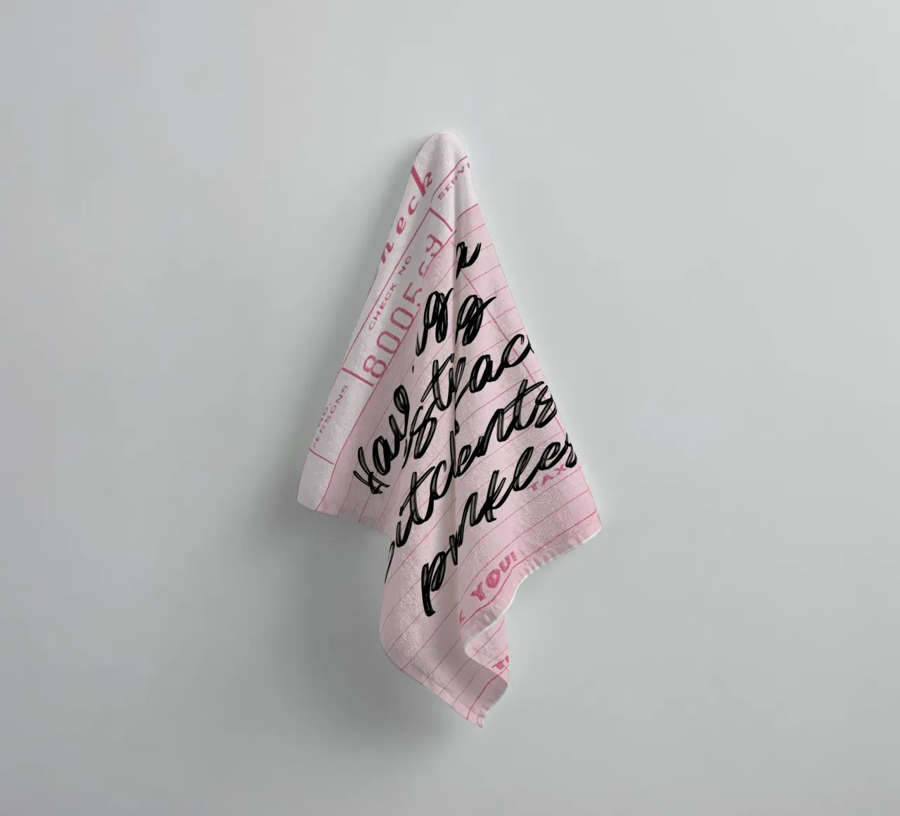 RBF Wrinkle Cure: Humorous Retro Pink Art Print towel by homdeco