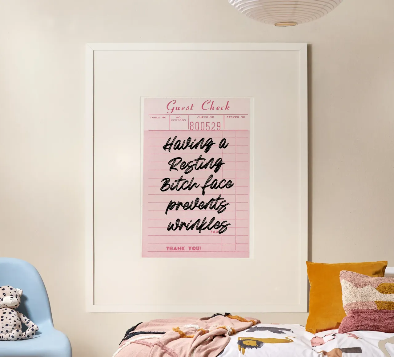 RBF Wrinkle Cure: stampa d'arte rosa retrò e umoristica poster con telaio in legno da homdeco