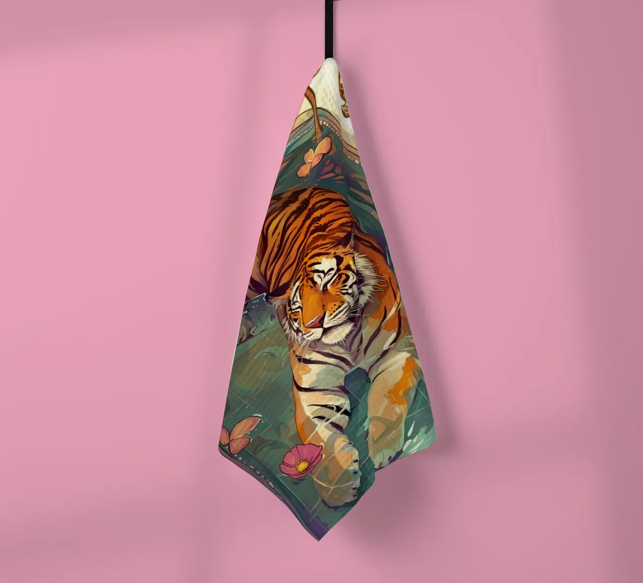 Tiger Bath Time: Serene Maximalist Dream Art Geschirrtuch von homdeco