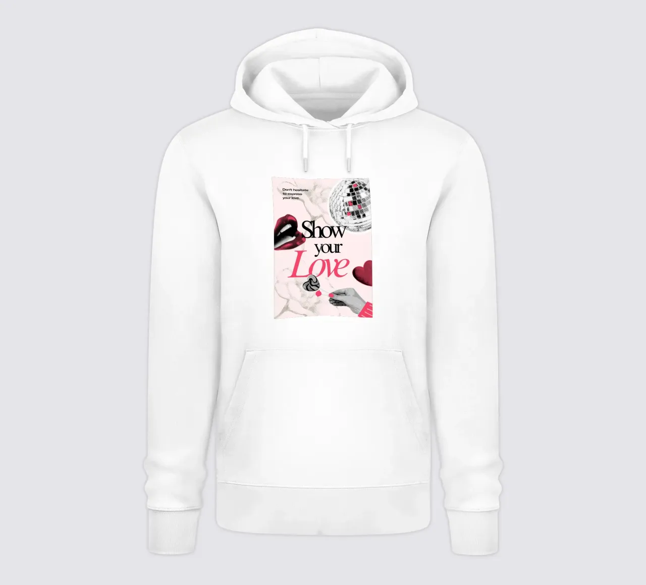 Show Your Love: Retro Pop Art Disco Print felpa con cappuccio da homdeco