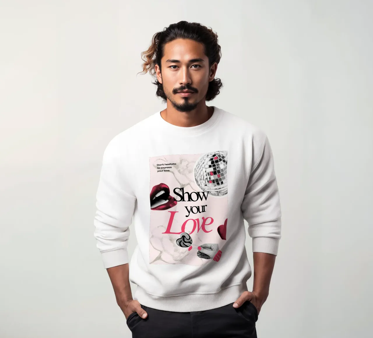 Show Your Love: Retro Pop Art Disco Print felpa da homdeco