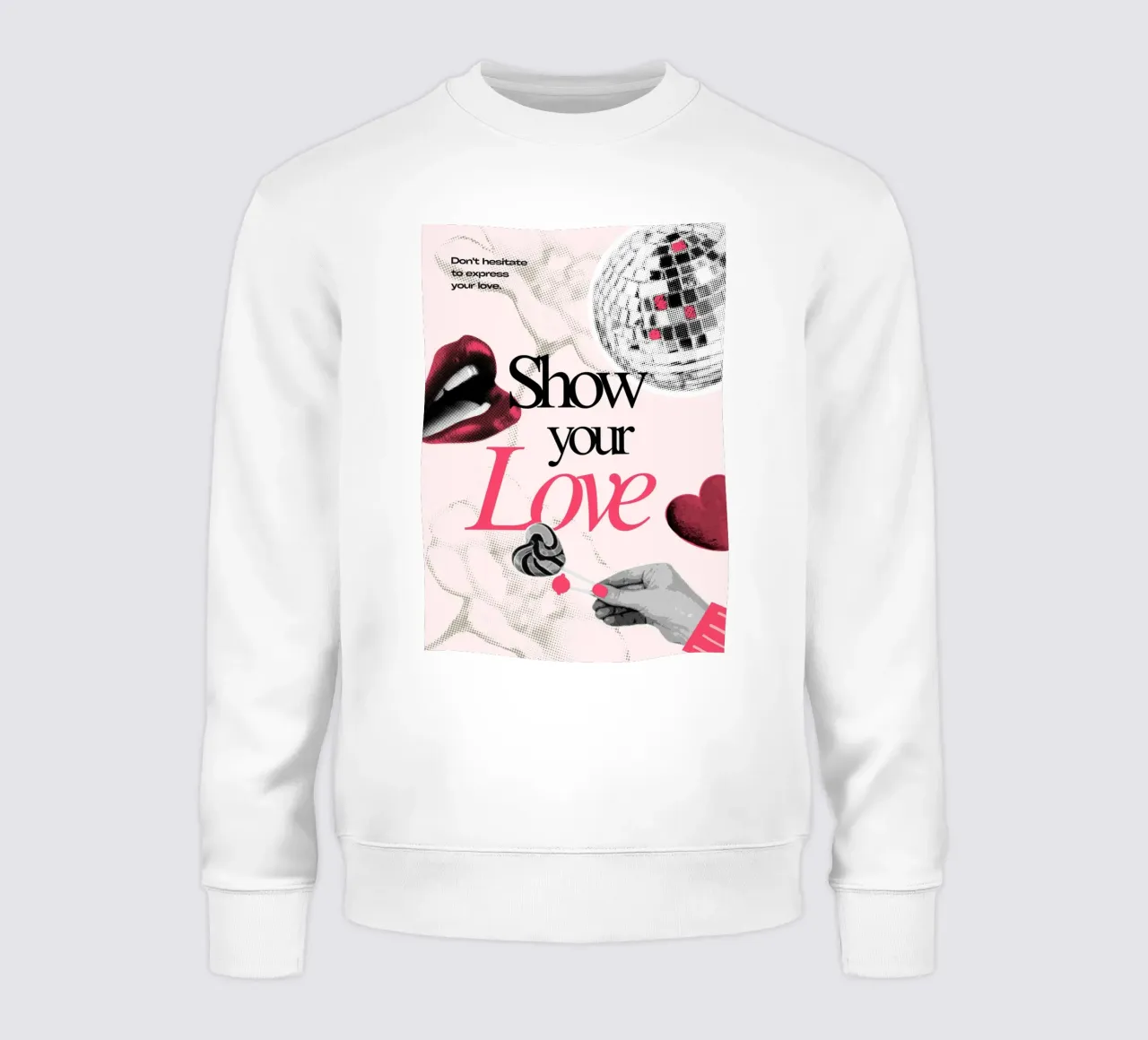 Show Your Love: Retro Pop Art Disco Print felpa da homdeco