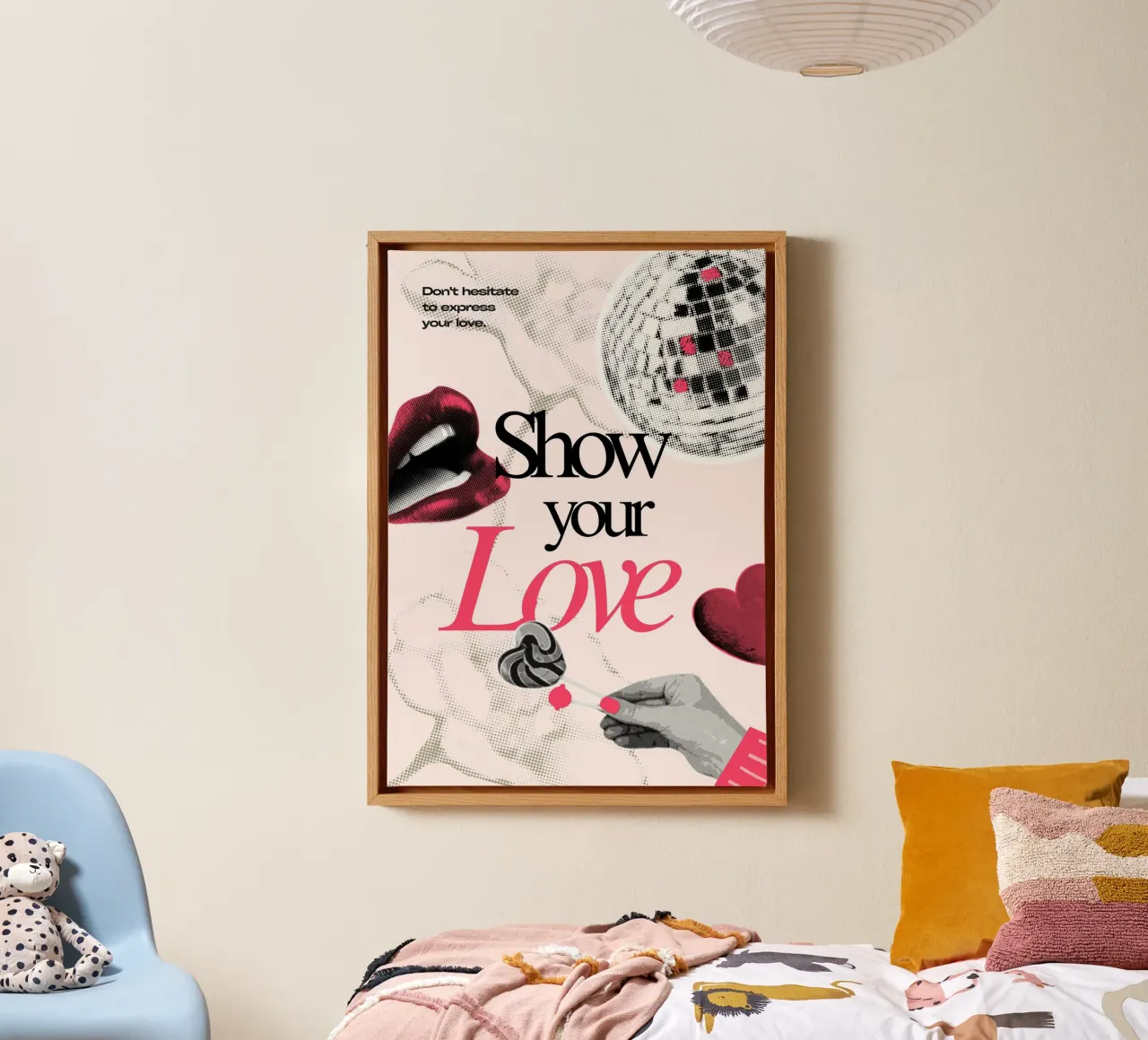 Show Your Love: Retro Pop Art Disco Print tela con Cornice a cassetta da homdeco