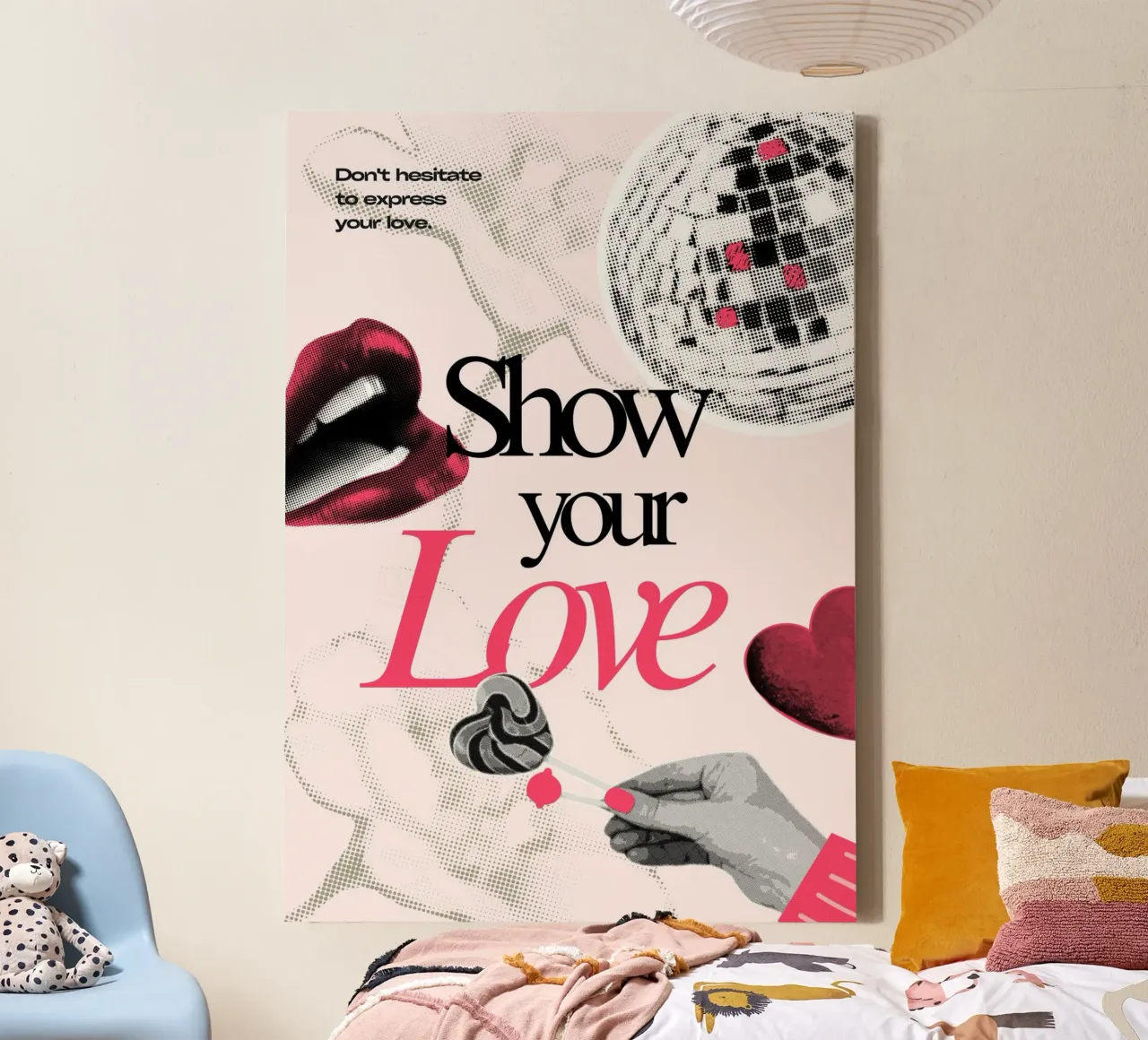 Show Your Love: Retro Pop Art Disco Print tela con Cornice a cassetta da homdeco