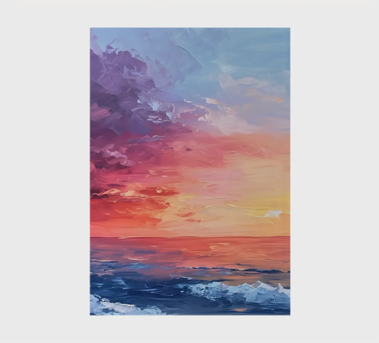 Impasto Coucher de soleil sur l'océan : L'art des paysages marins au ciel vibrant carnet de notes de homdeco