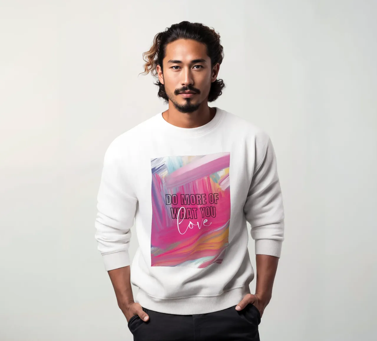 Tun Sie, was Sie lieben: Abstrakte Pinselstriche Kunstdruck Sweatshirt von homdeco