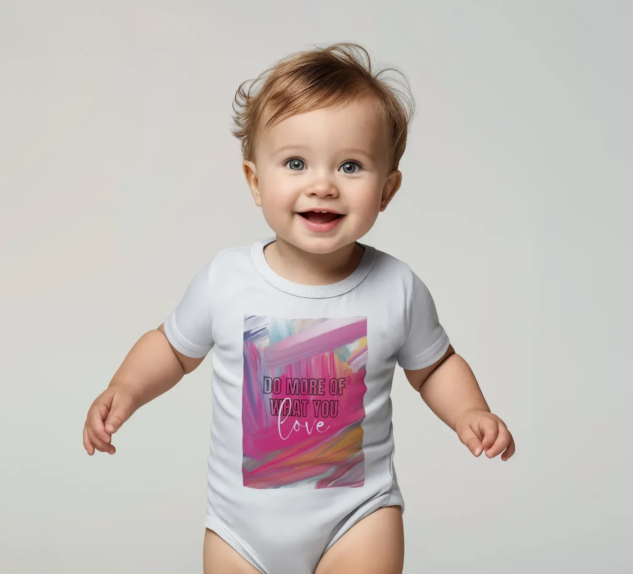 Tun Sie, was Sie lieben: Abstrakte Pinselstriche Kunstdruck Kurzarm Babybody von homdeco