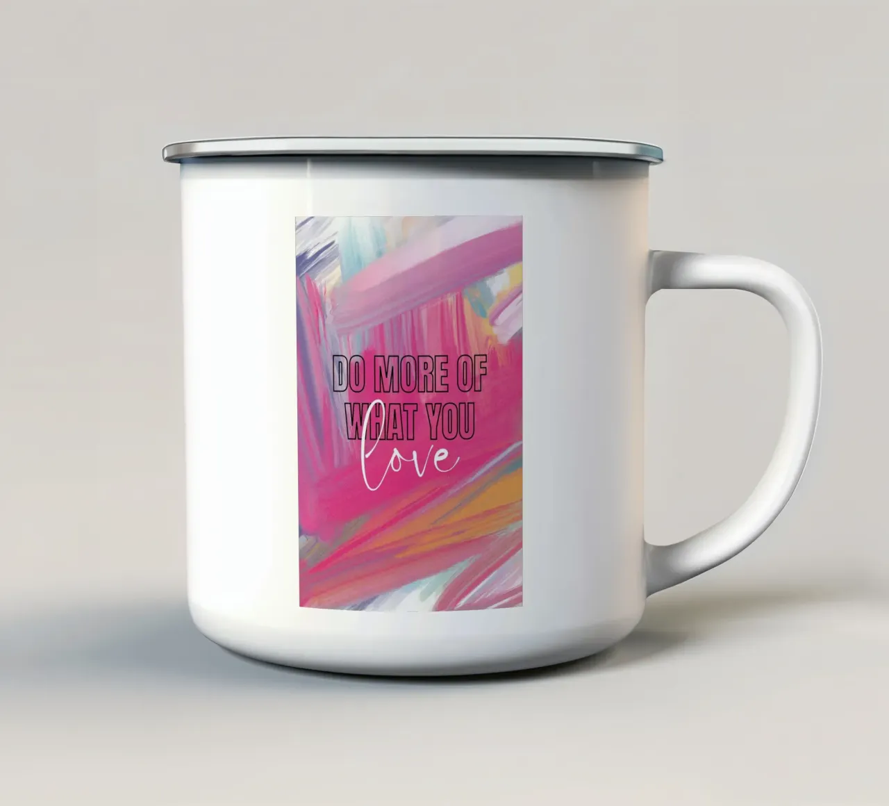 Tun Sie, was Sie lieben: Abstrakte Pinselstriche Kunstdruck Emaille Tasse von homdeco