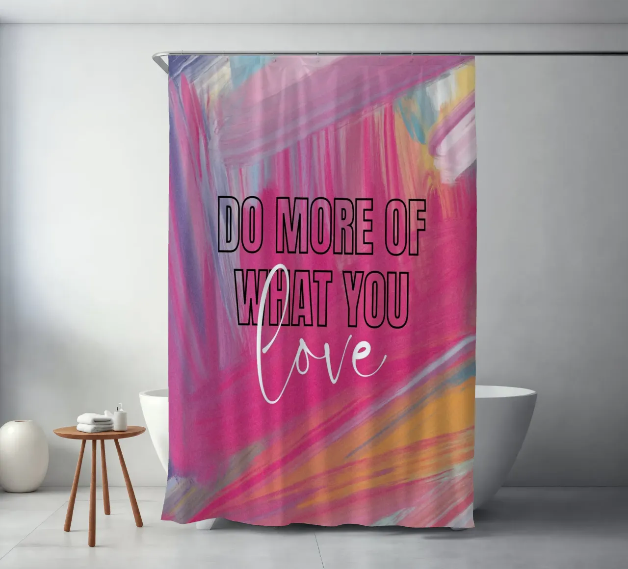Tun Sie, was Sie lieben: Abstrakte Pinselstriche Kunstdruck Duschvorhang von homdeco