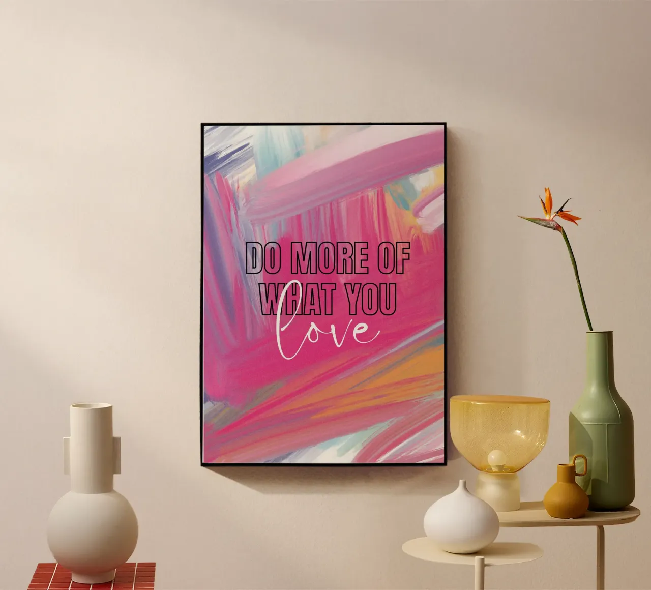 Tun Sie, was Sie lieben: Abstrakte Pinselstriche Kunstdruck Acryl-Glas von homdeco