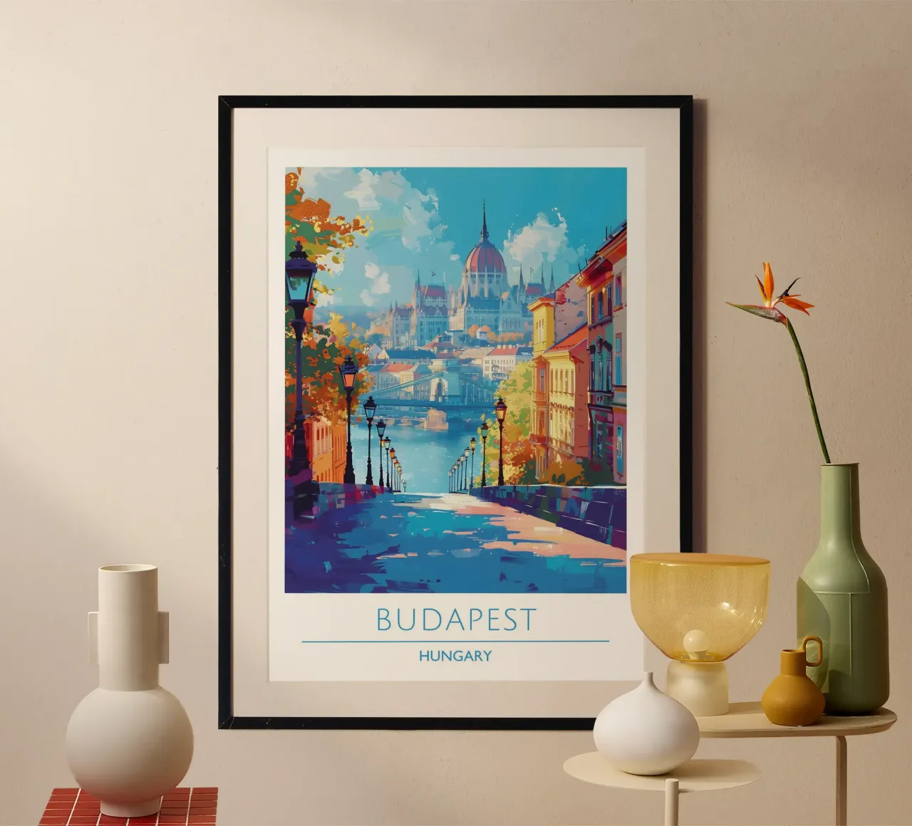 Faites ce que vous aimez : Impression d'art abstrait à coups de pinceau poster de homdeco