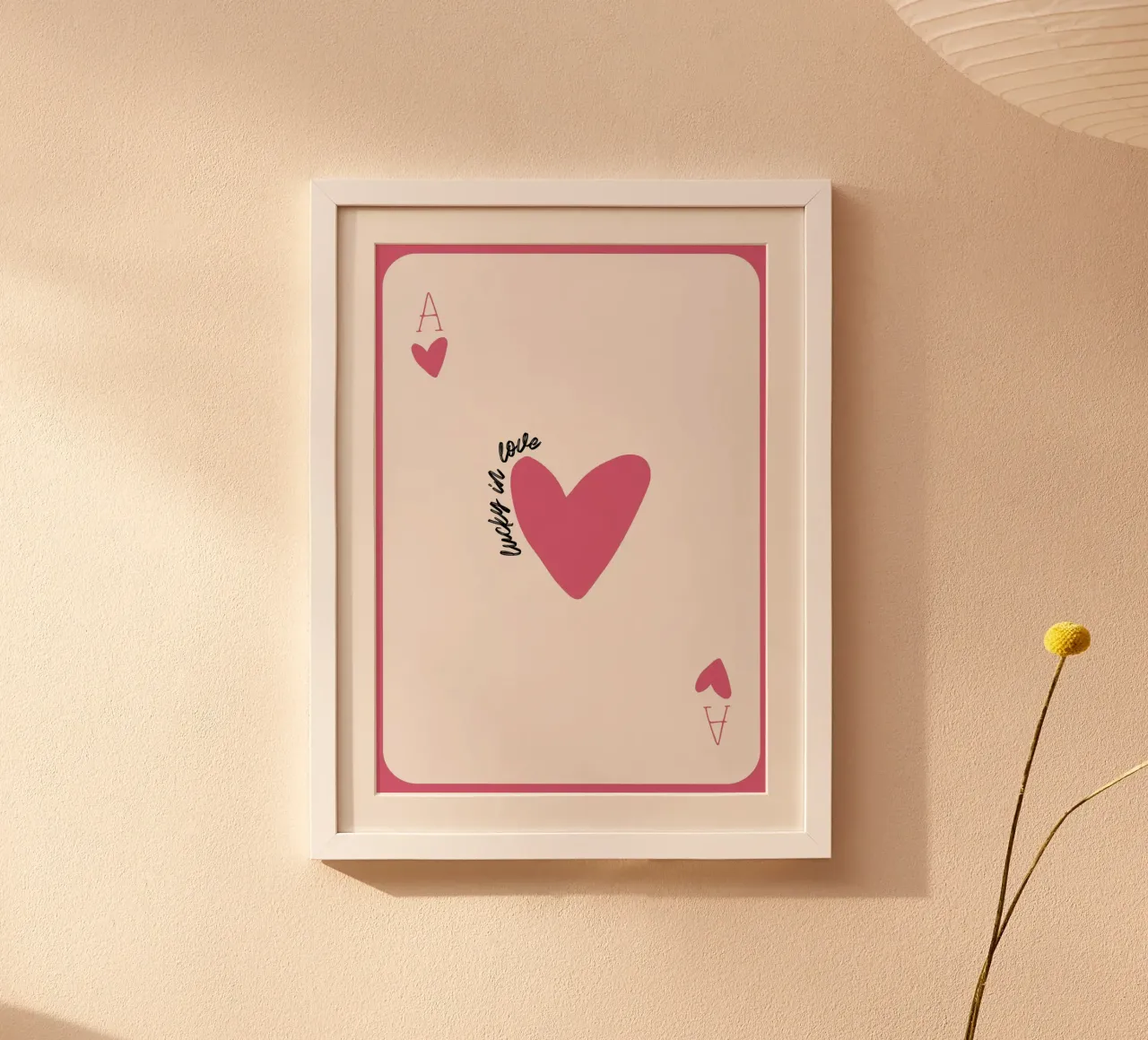 Suerte en el Amor: Tarjeta Corazón Rosa Pop Art Print poster de homdeco