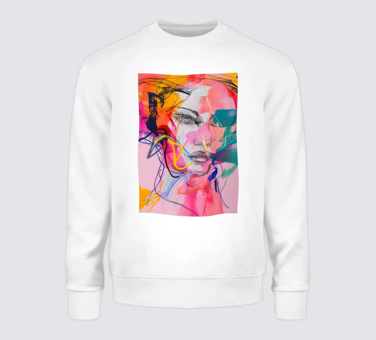 Abstract Portrait: Vibrant Expressionist Face Art sweatshirt by homdeco