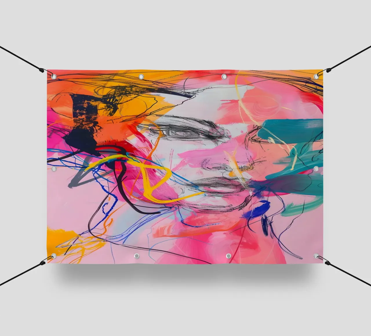 Abstract Portrait: Vibrant Expressionist Face Art pvc cover by homdeco
