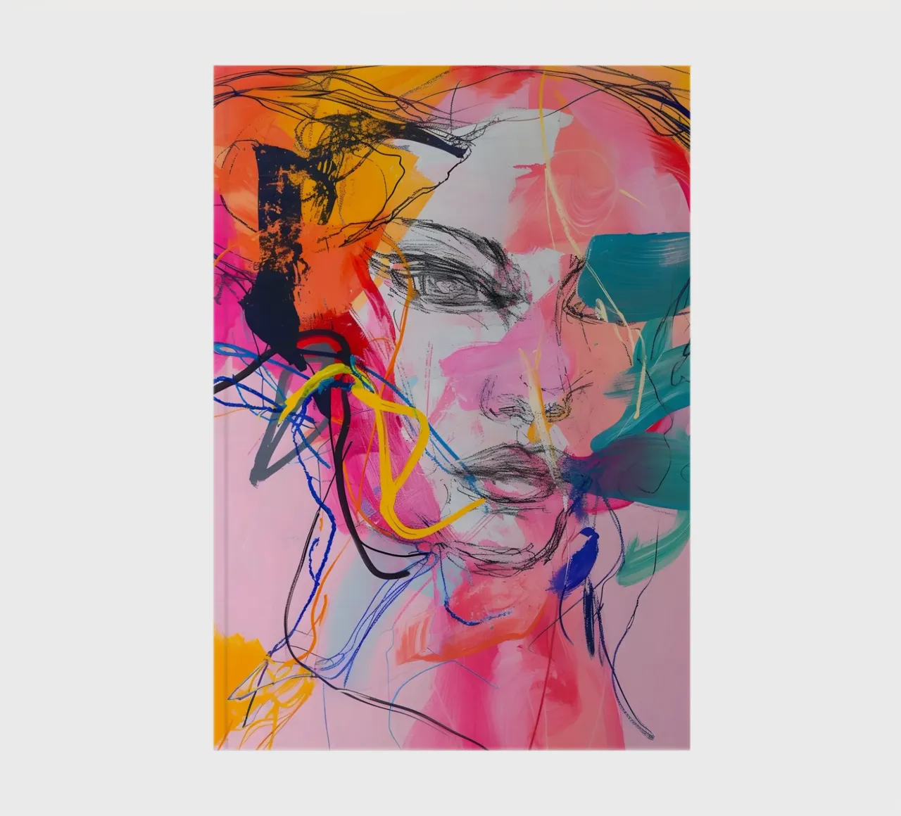 Abstract Portrait: Vibrant Expressionist Face Art notebook by homdeco