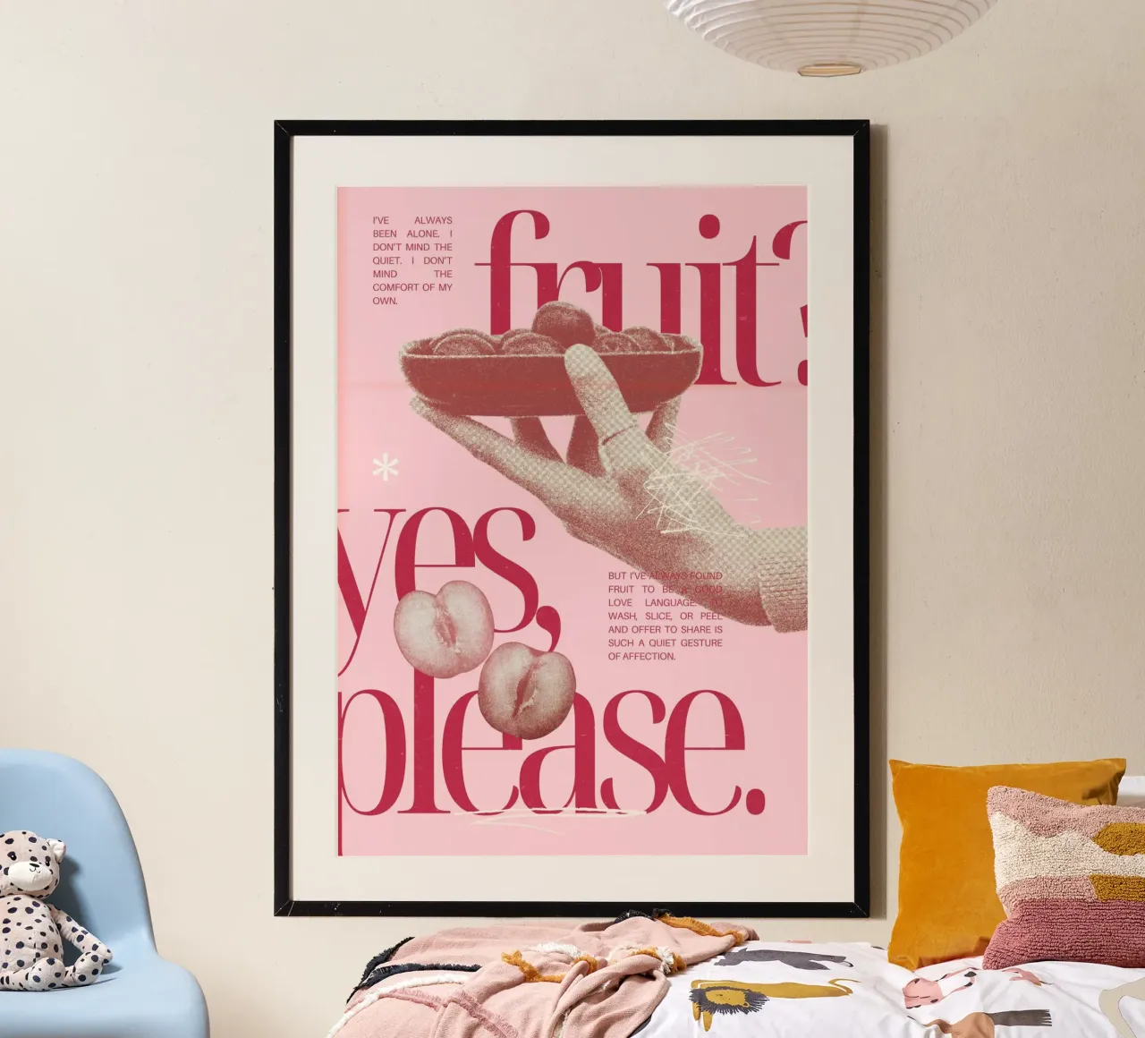 Il linguaggio dell'amore della frutta: Stampa pop art retrò poster con telaio in plastica da homdeco