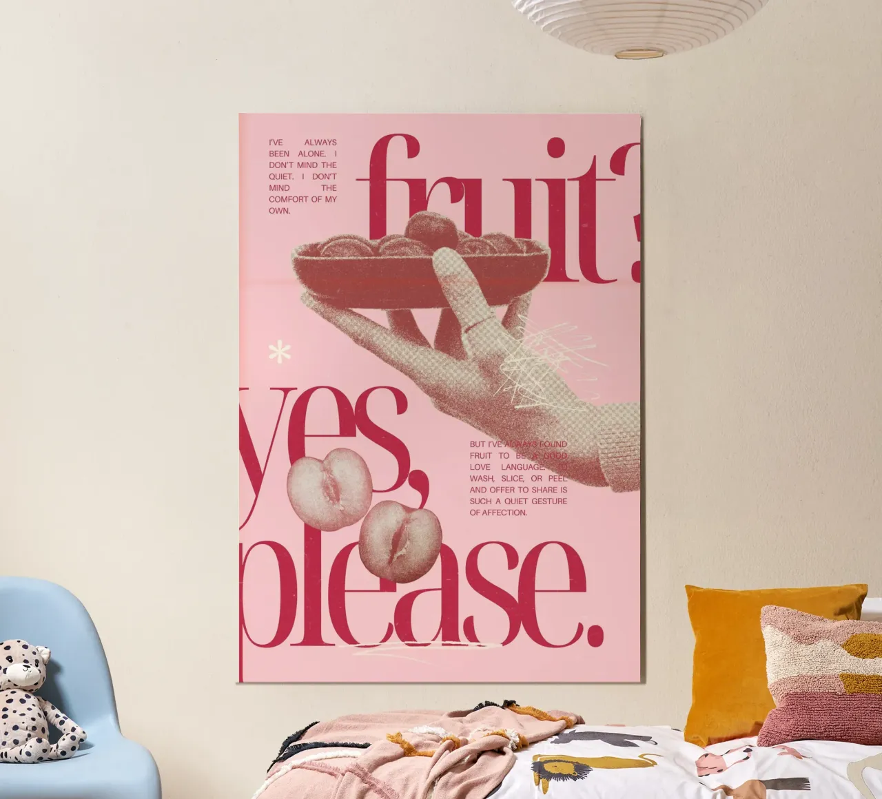 Il linguaggio dell'amore della frutta: Stampa pop art retrò poster con telaio in plastica da homdeco