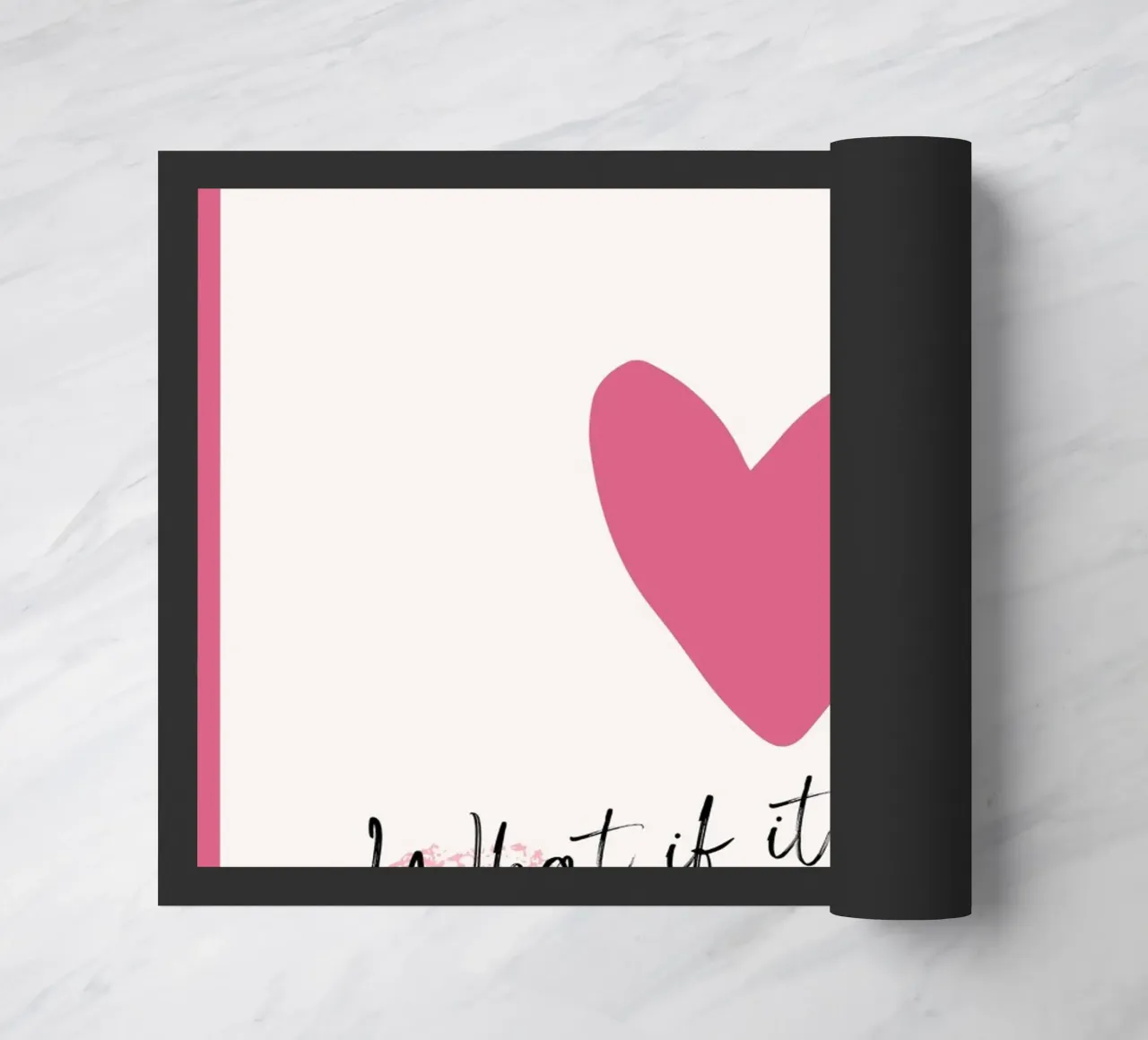 What If It Works? Pink Heart Card Art Print doormat by homdeco