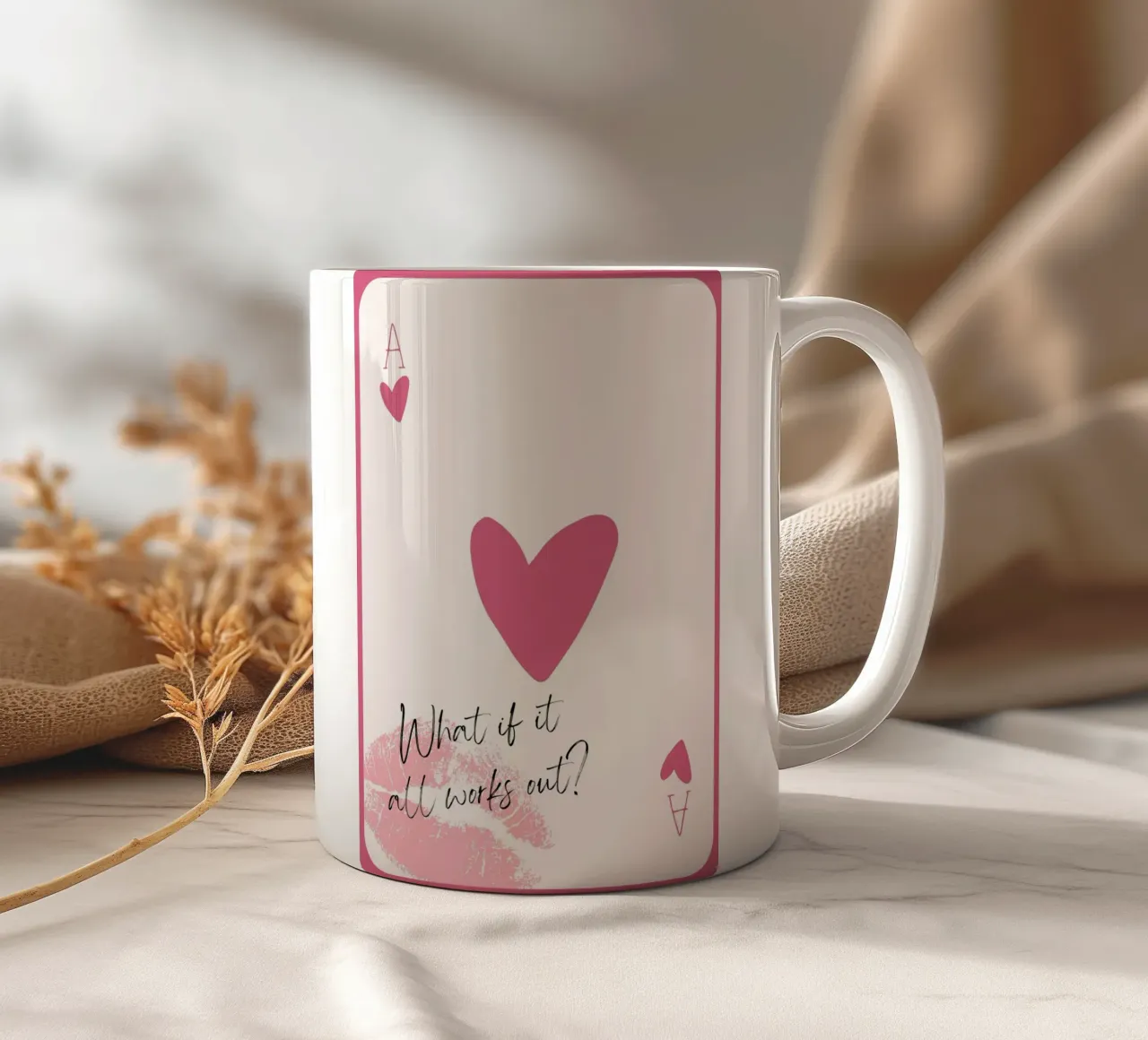 E se funzionasse? Stampa d'arte del biglietto con il cuore rosa tazza in ceramica da homdeco