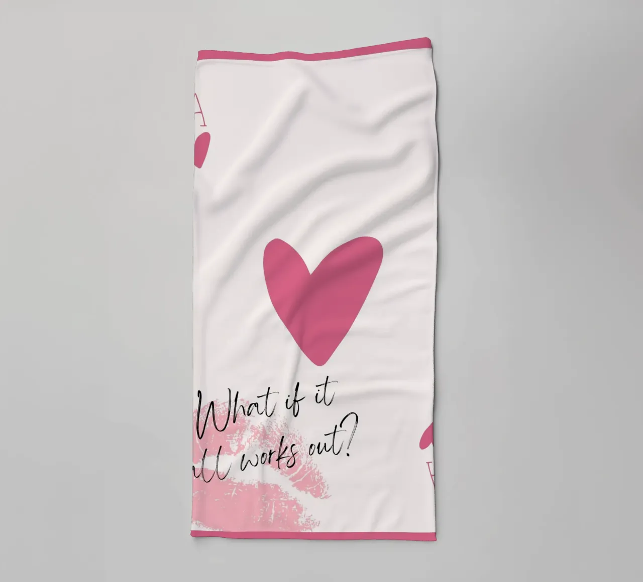 What If It Works? Pink Heart Card Art Print towel by homdeco