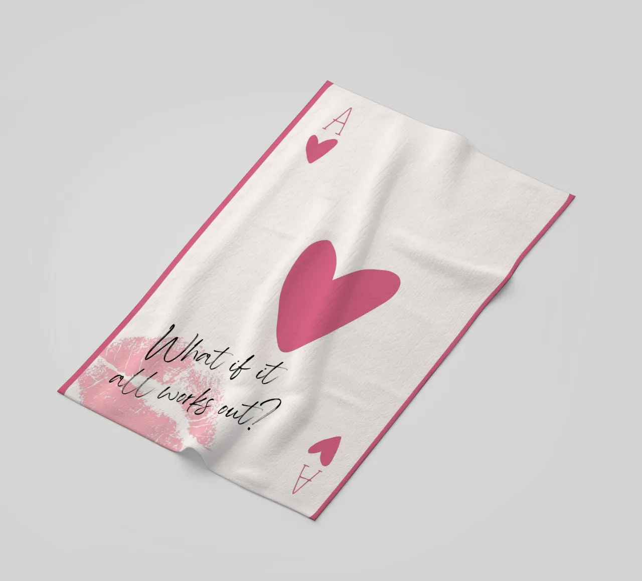 What If It Works? Pink Heart Card Art Print beach towel by homdeco