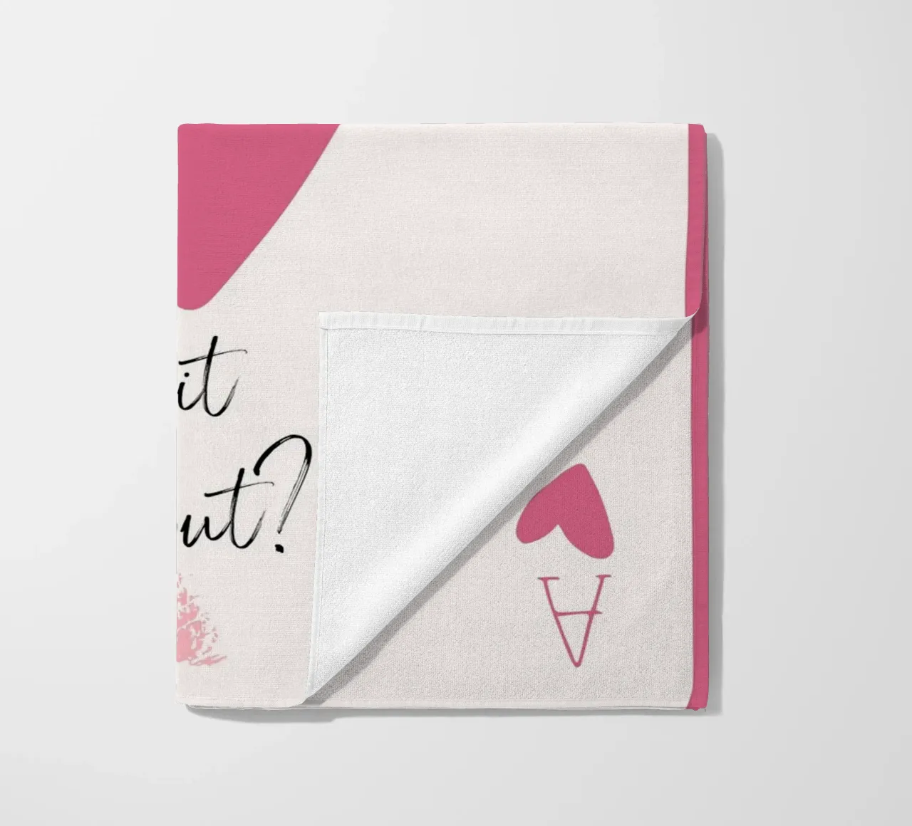 What If It Works? Pink Heart Card Art Print beach towel by homdeco