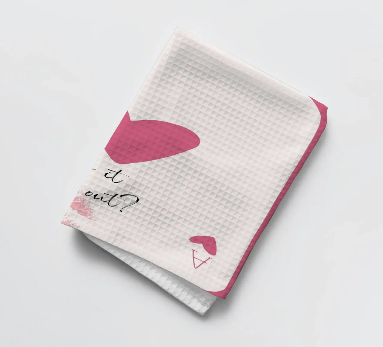 What If It Works? Pink Heart Card Art Print tea towel by homdeco