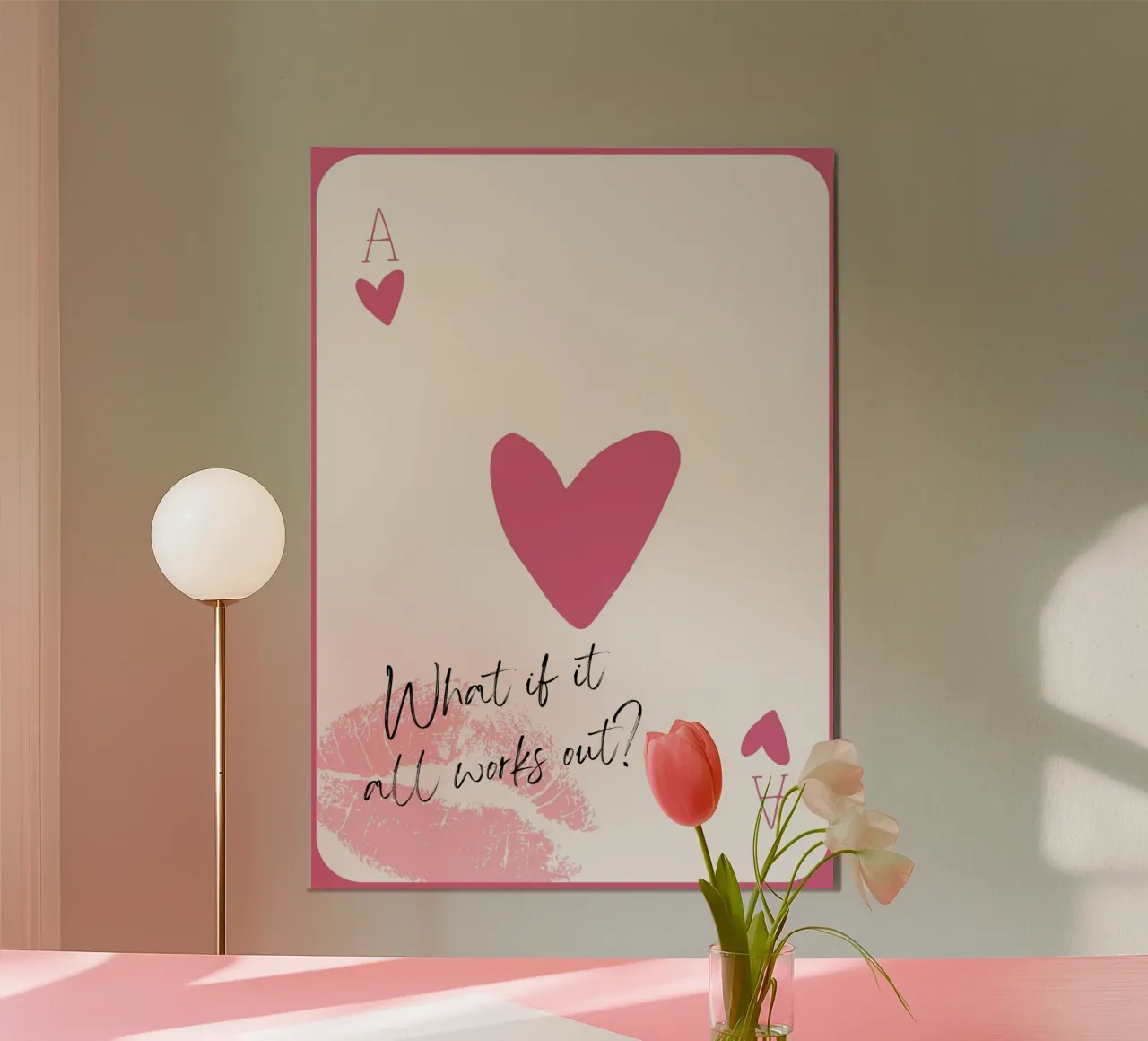What If It Works? Pink Heart Card Art Print hahnemühle by homdeco