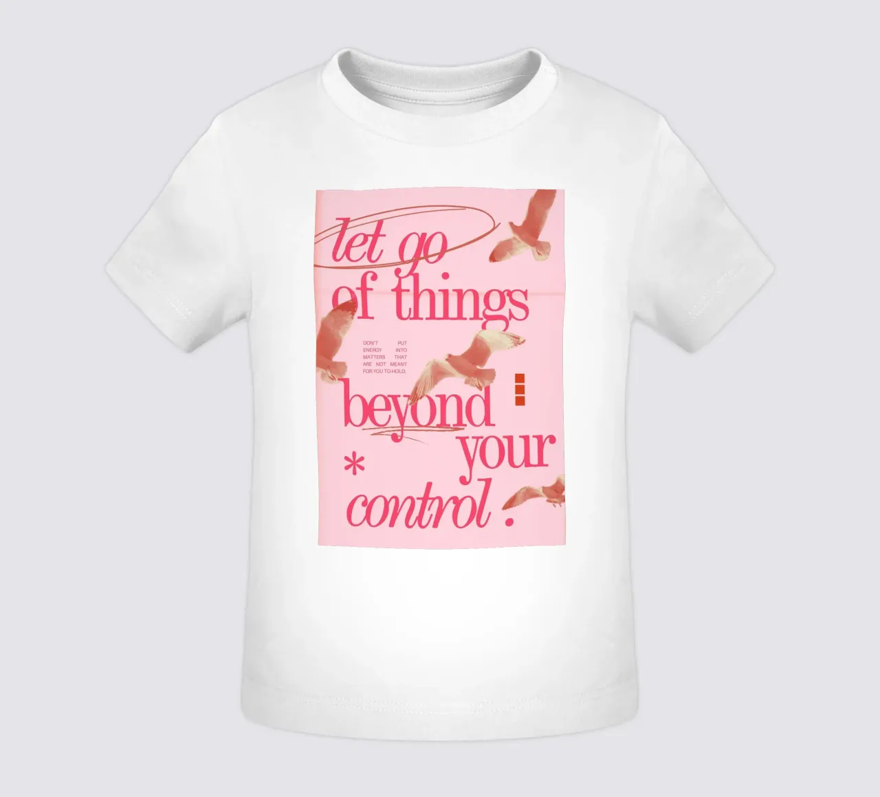 Suelta el control: Impresion minimalista de una gaviota rosa camiseta de bebé de homdeco