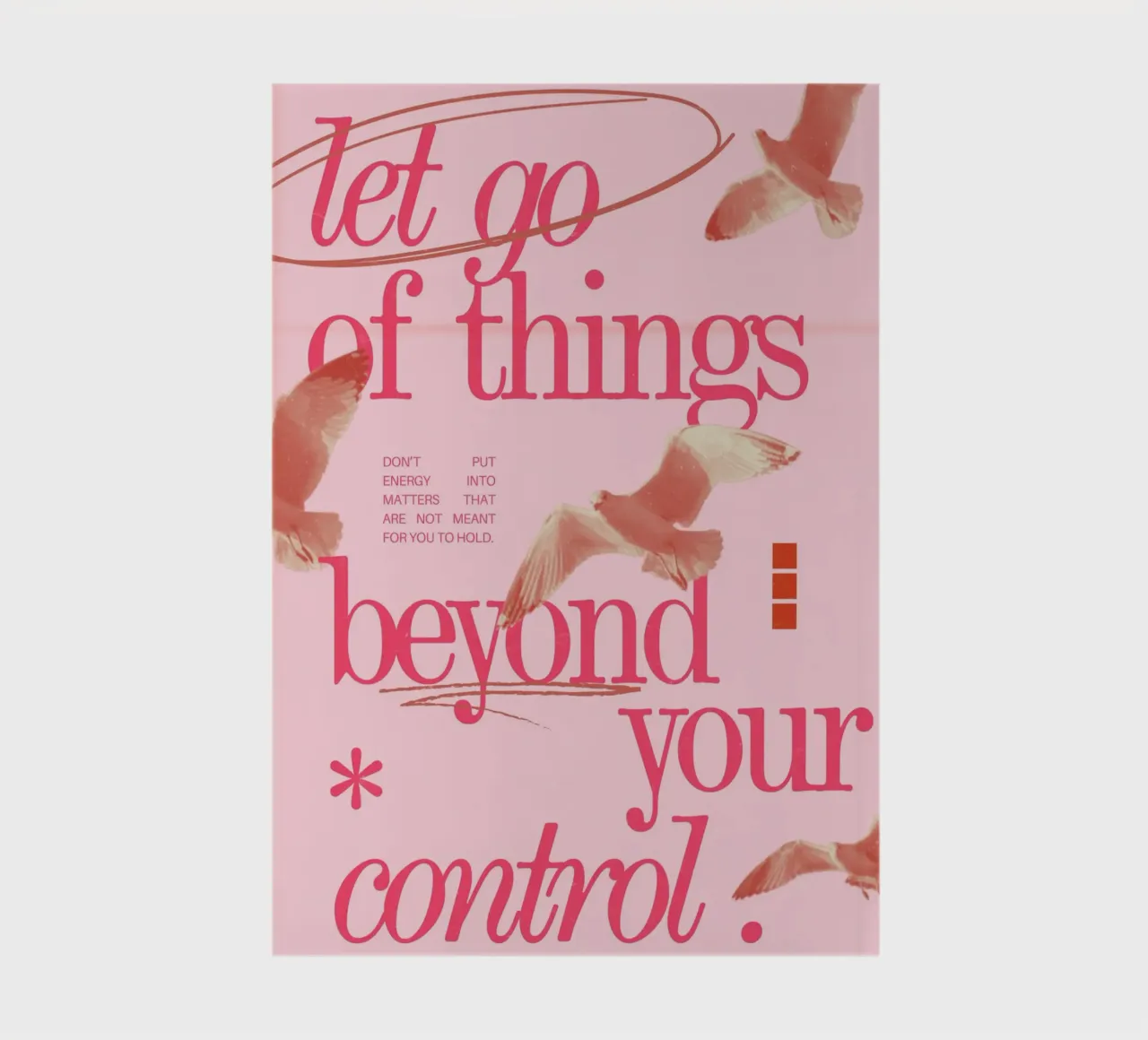 Let Go Control: Minimalist Pink Seagull Art Print notebook by homdeco