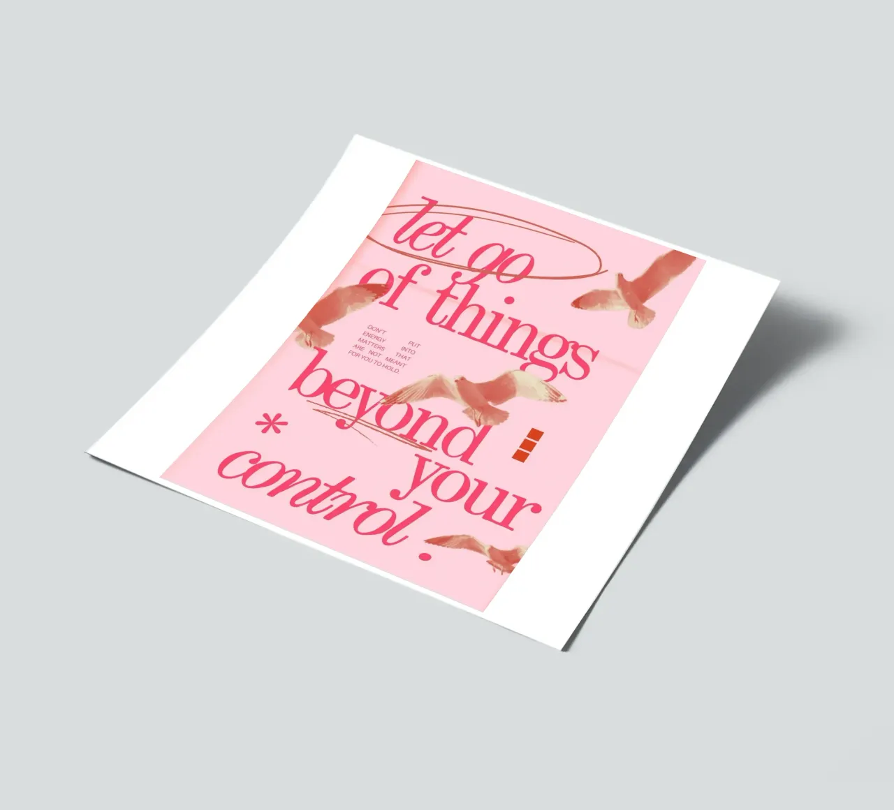 Kontrolle loslassen: Minimalistische rosa Möwe Kunstdruck Stickerbogen von homdeco