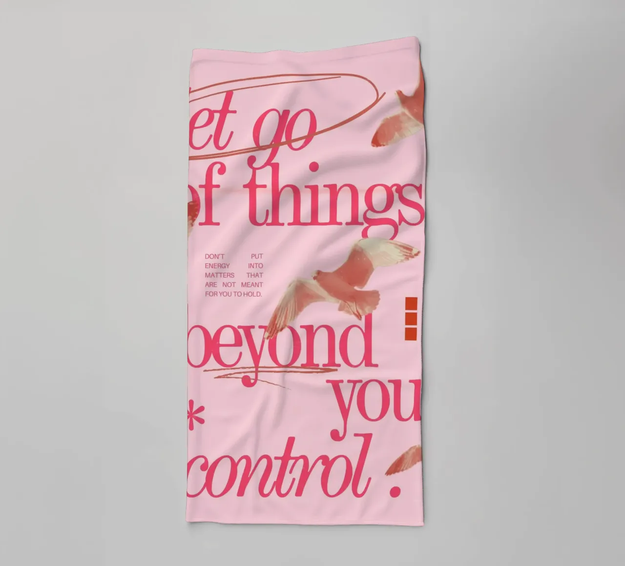 Let Go Control: Minimalist Pink Seagull Art Print towel by homdeco