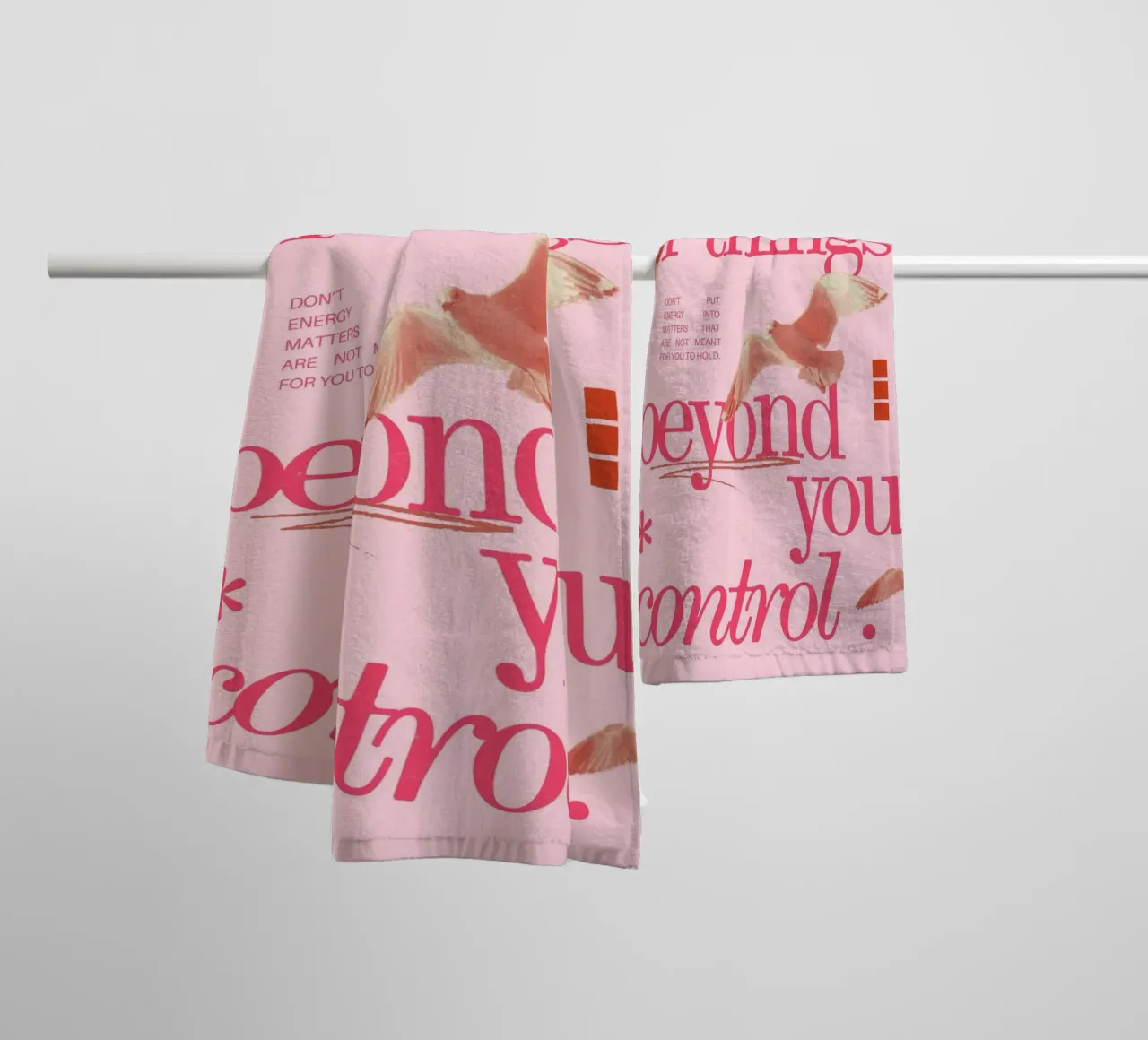 Let Go Control: Minimalist Pink Seagull Art Print towel by homdeco