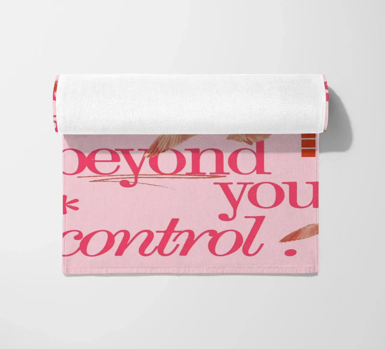 Let Go Control: Minimalist Pink Seagull Art Print beach towel by homdeco