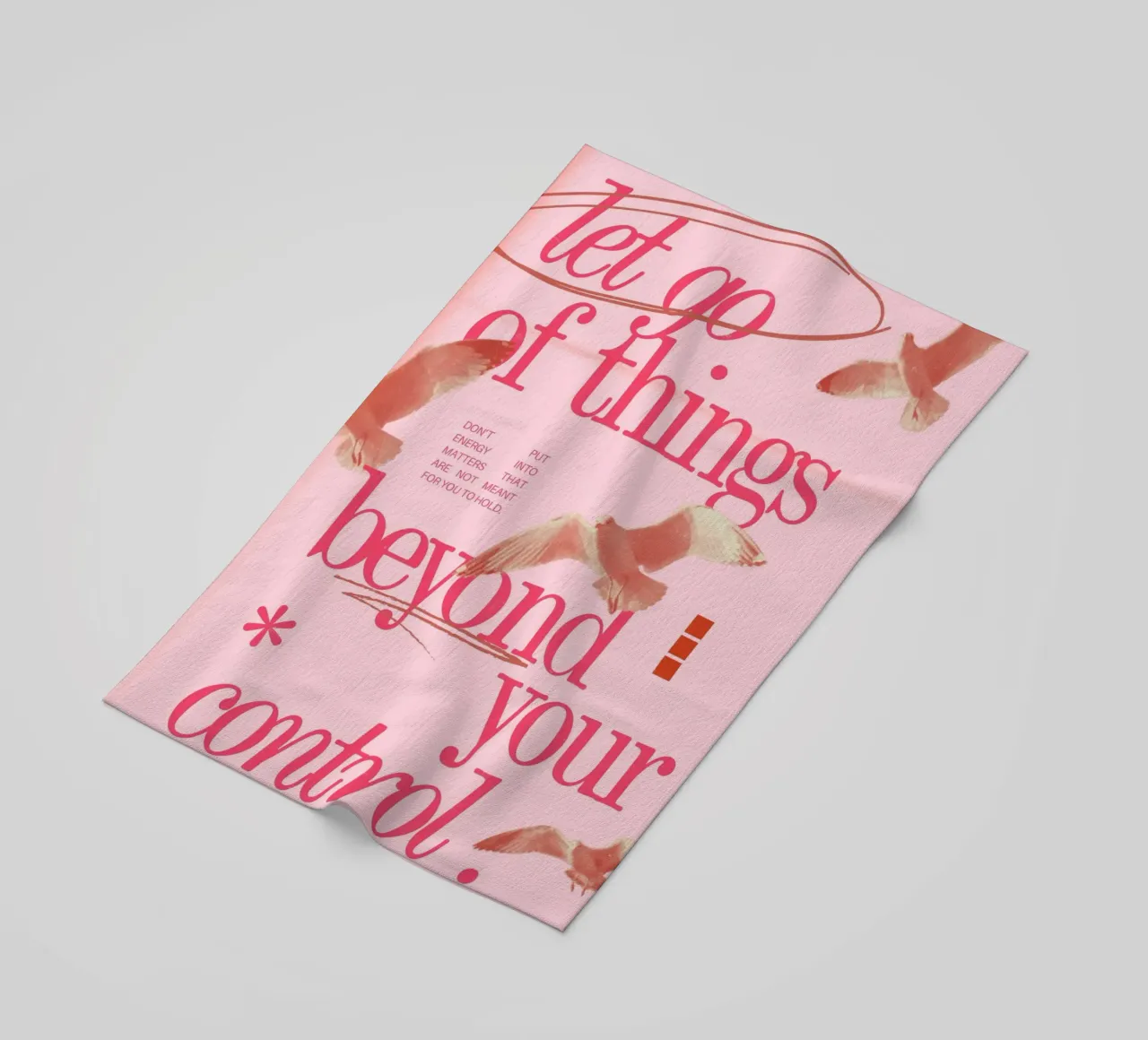 Let Go Control: Minimalist Pink Seagull Art Print beach towel by homdeco